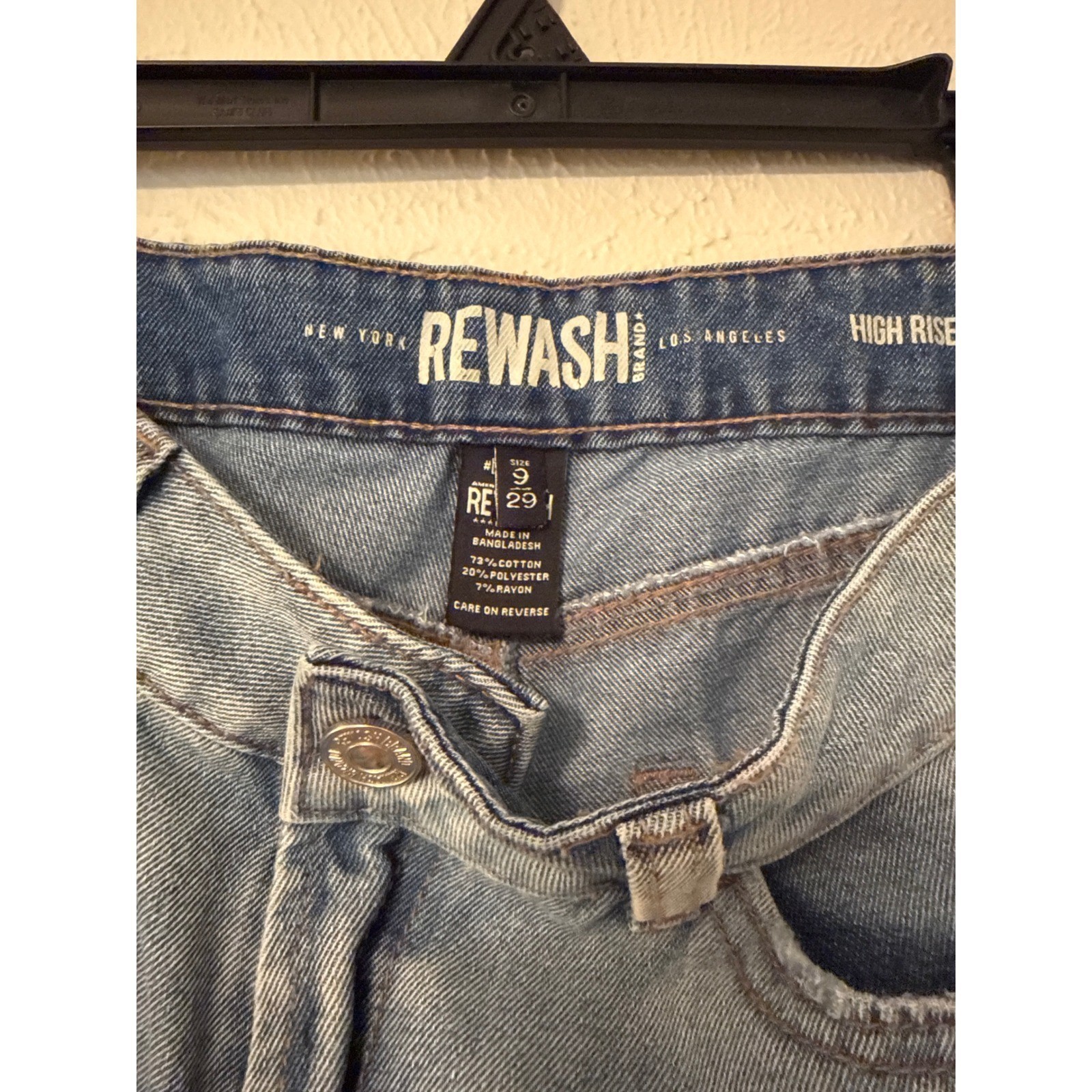 Rewash High Rise Distressed Jeans Light Wash Blue Denim Size 9 29