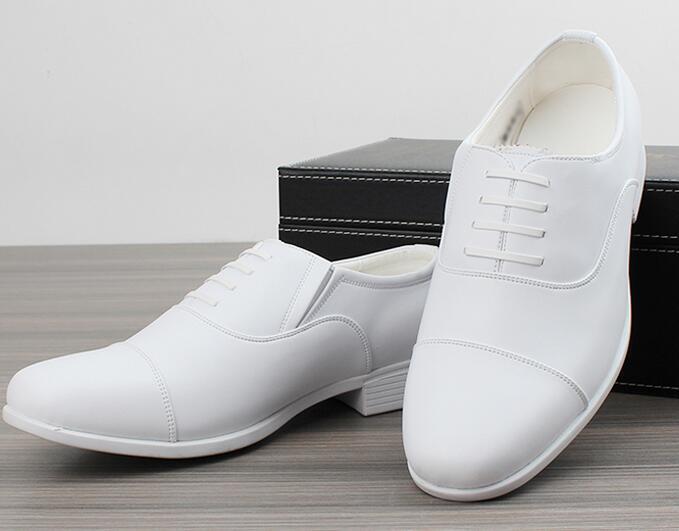 Mens White Shoes Cap Toe Wedding Groom Casual Business Oxford Dress Formal Shoes