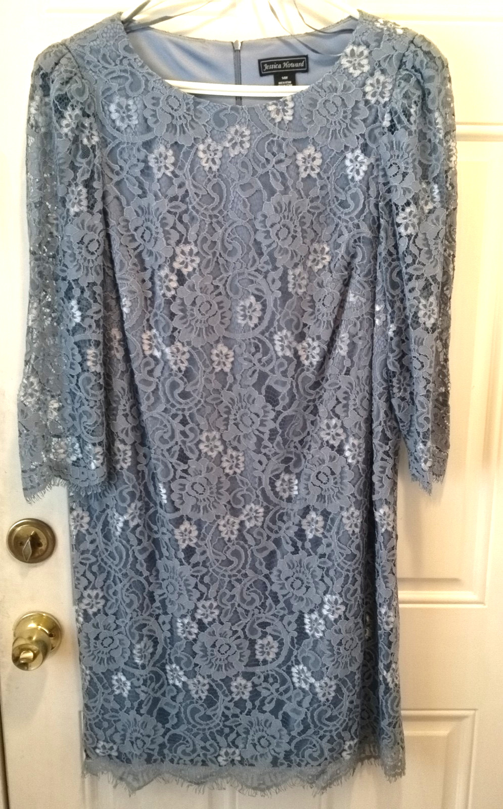 Jessica Howard Women’s Size 14W Blue NWT Lace Lined Scallop Hem Back Zip Car32