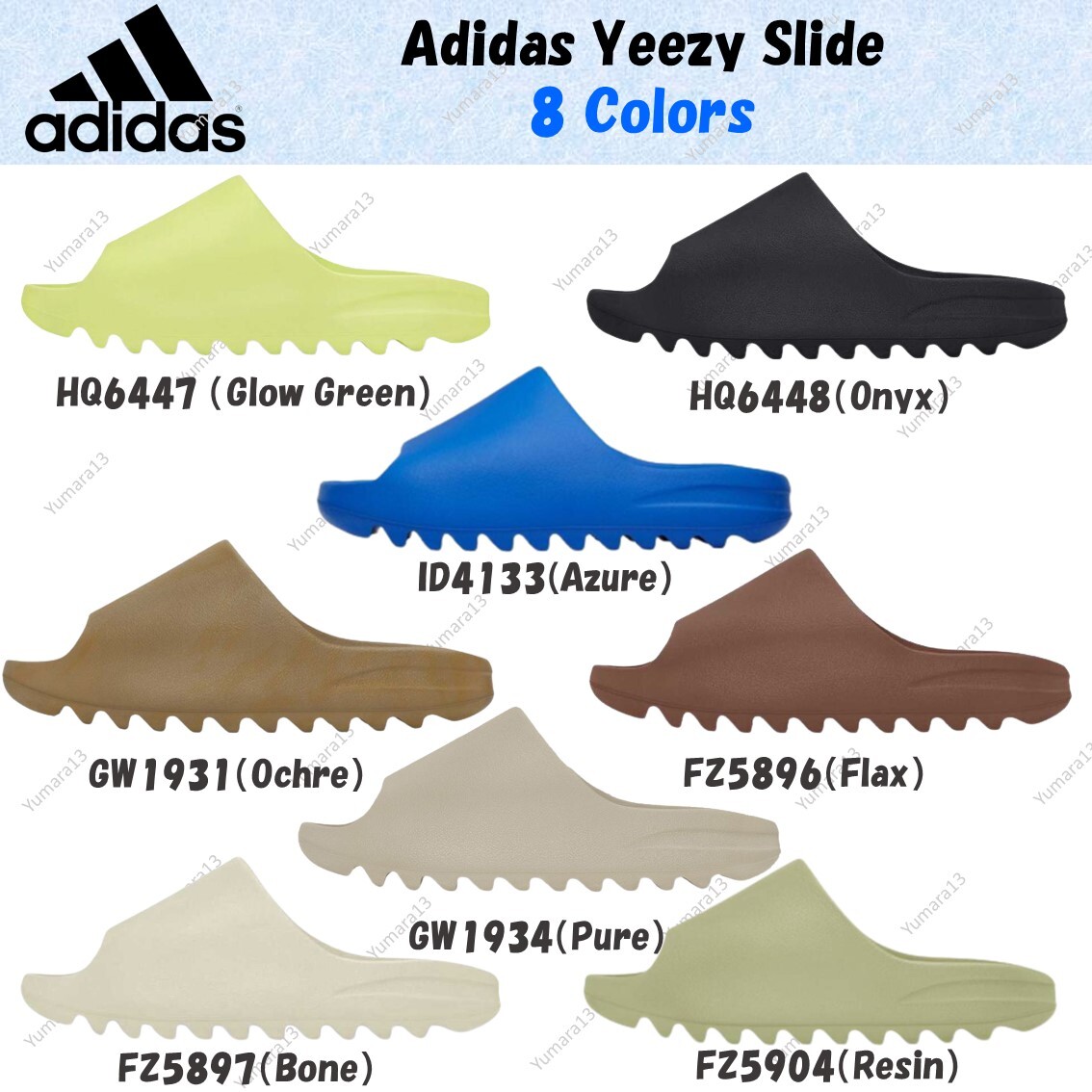 adidas YEEZY Slide 8colors Green Onyx Azure Ochre Flax Bone Resin US 4-14 New