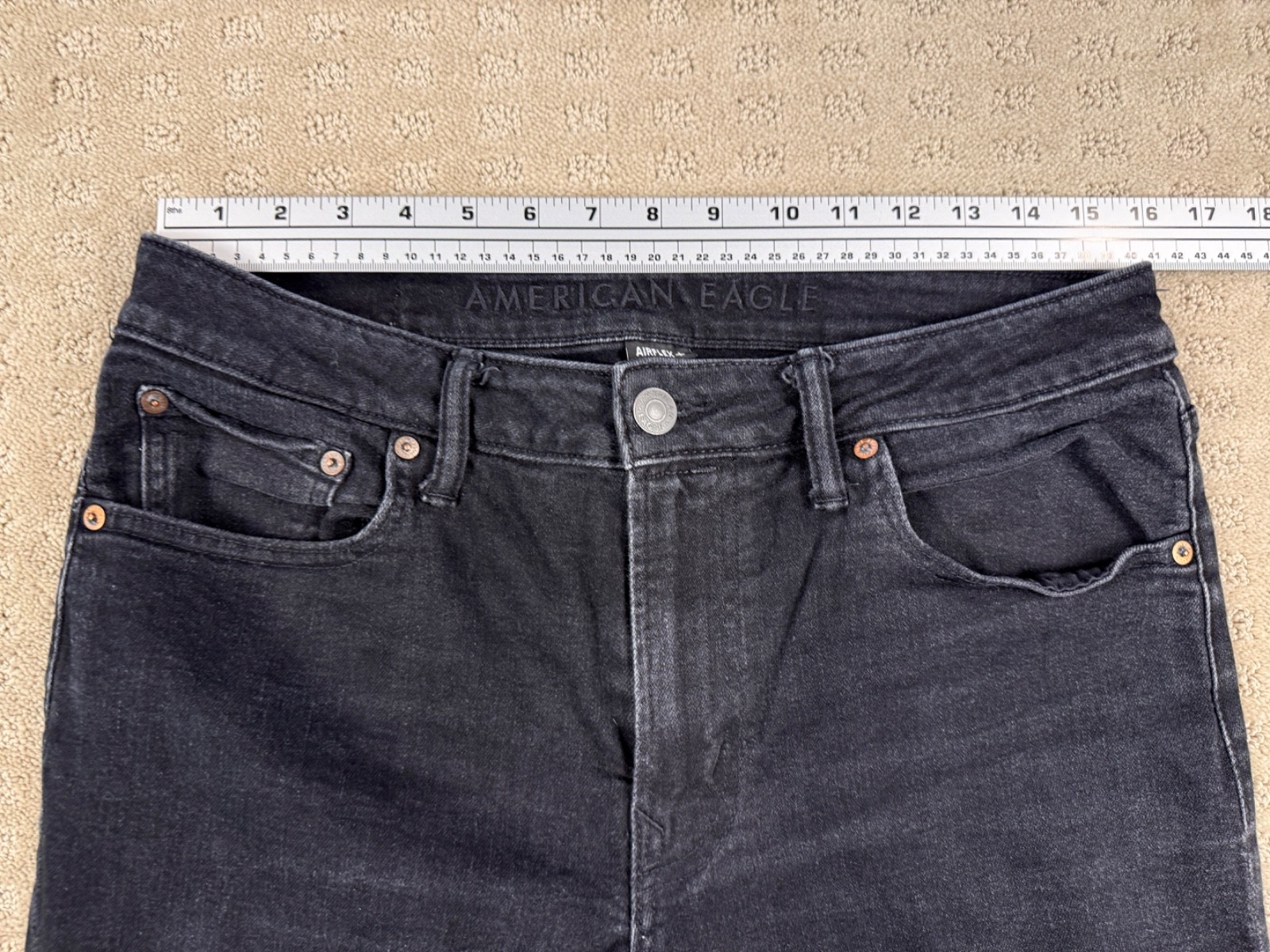 Men’s American Eagle Airflex+ Black Dark Wash Slim Fit Jeans 32×31 #1162