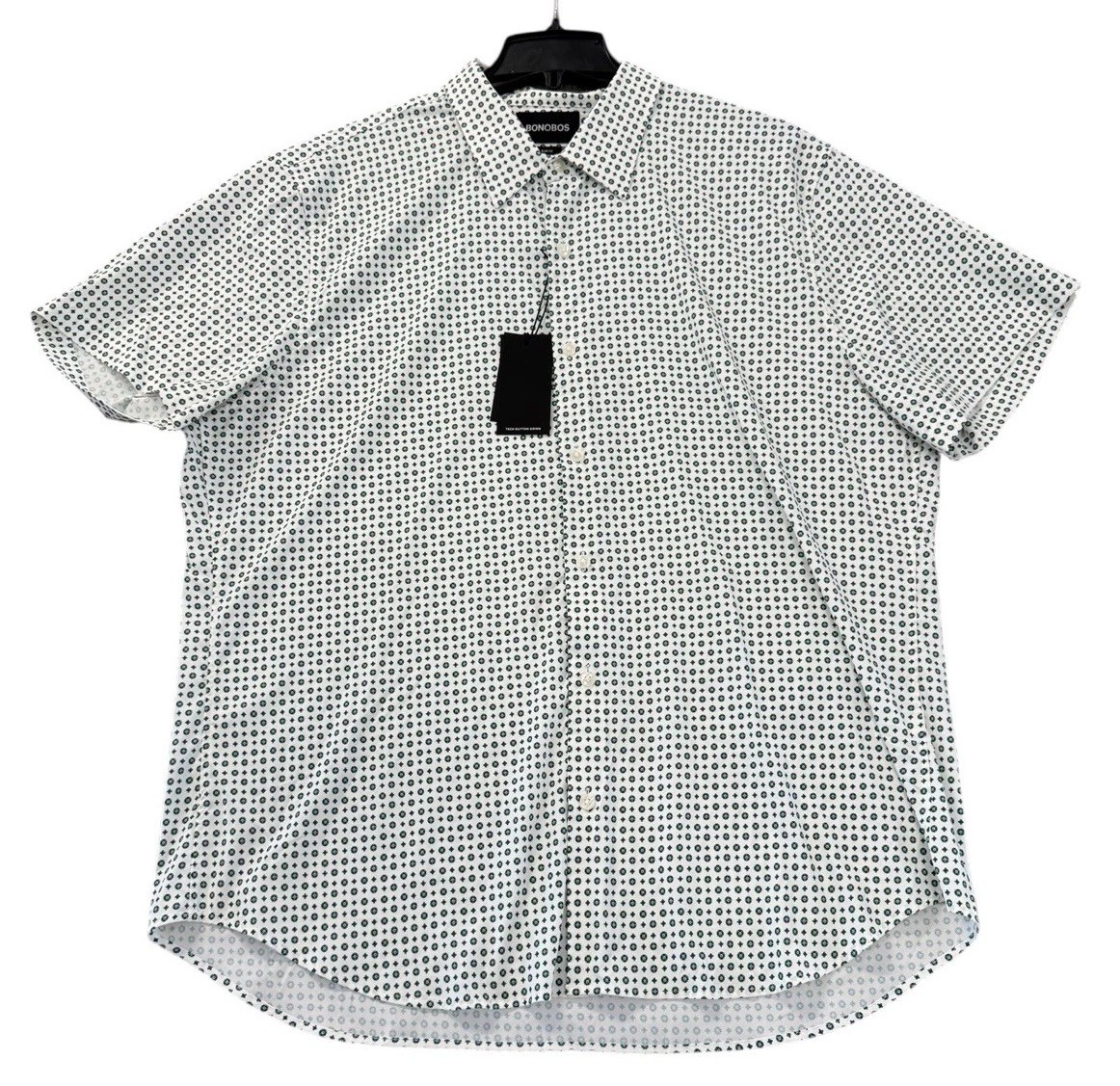 NEW Bonobos Men’s Slim Fit SS Geo Print Button Up Shirt White Size Small NWT