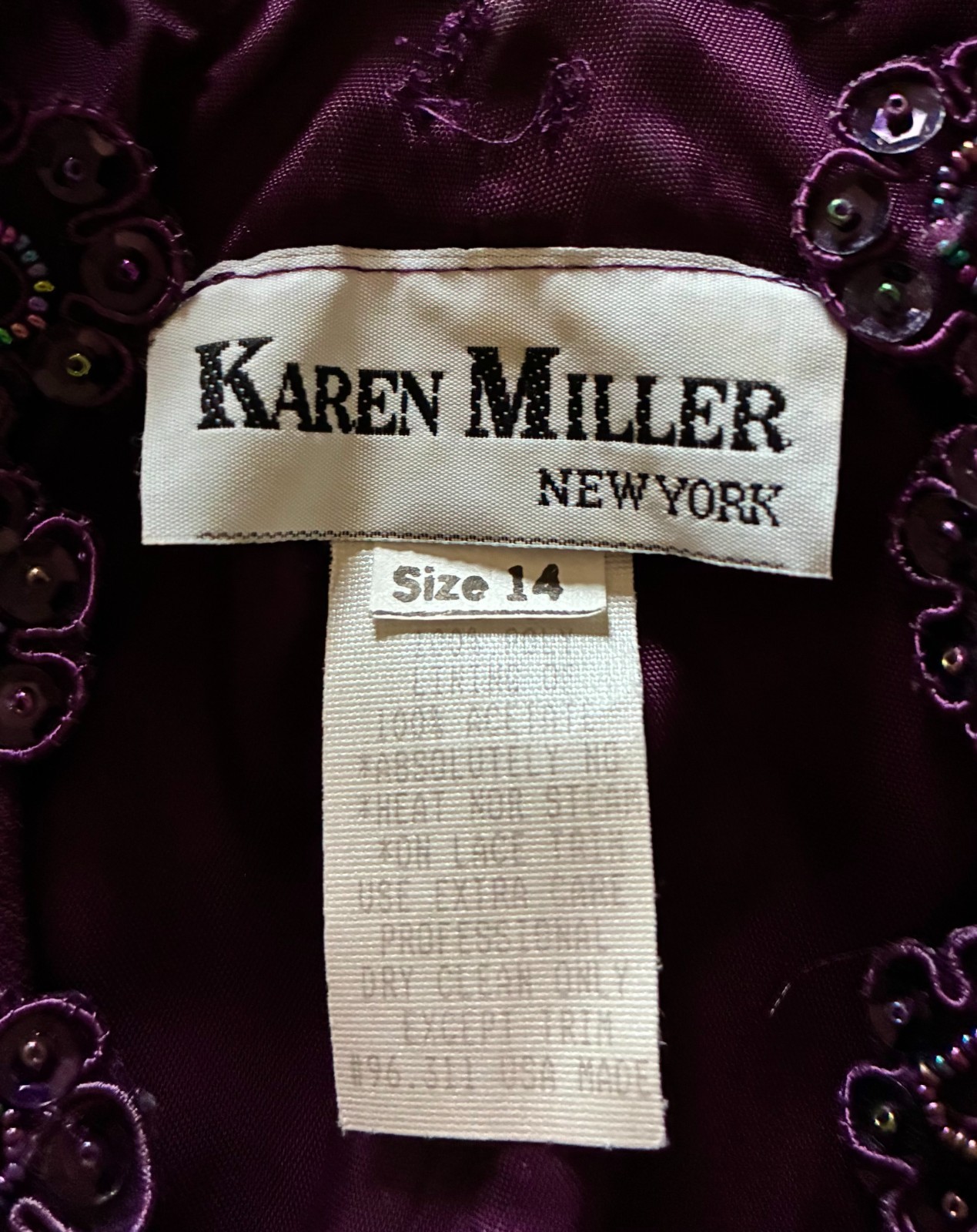 Karen Miller Purple Jacket Embellished Size 14 Long Sleeve