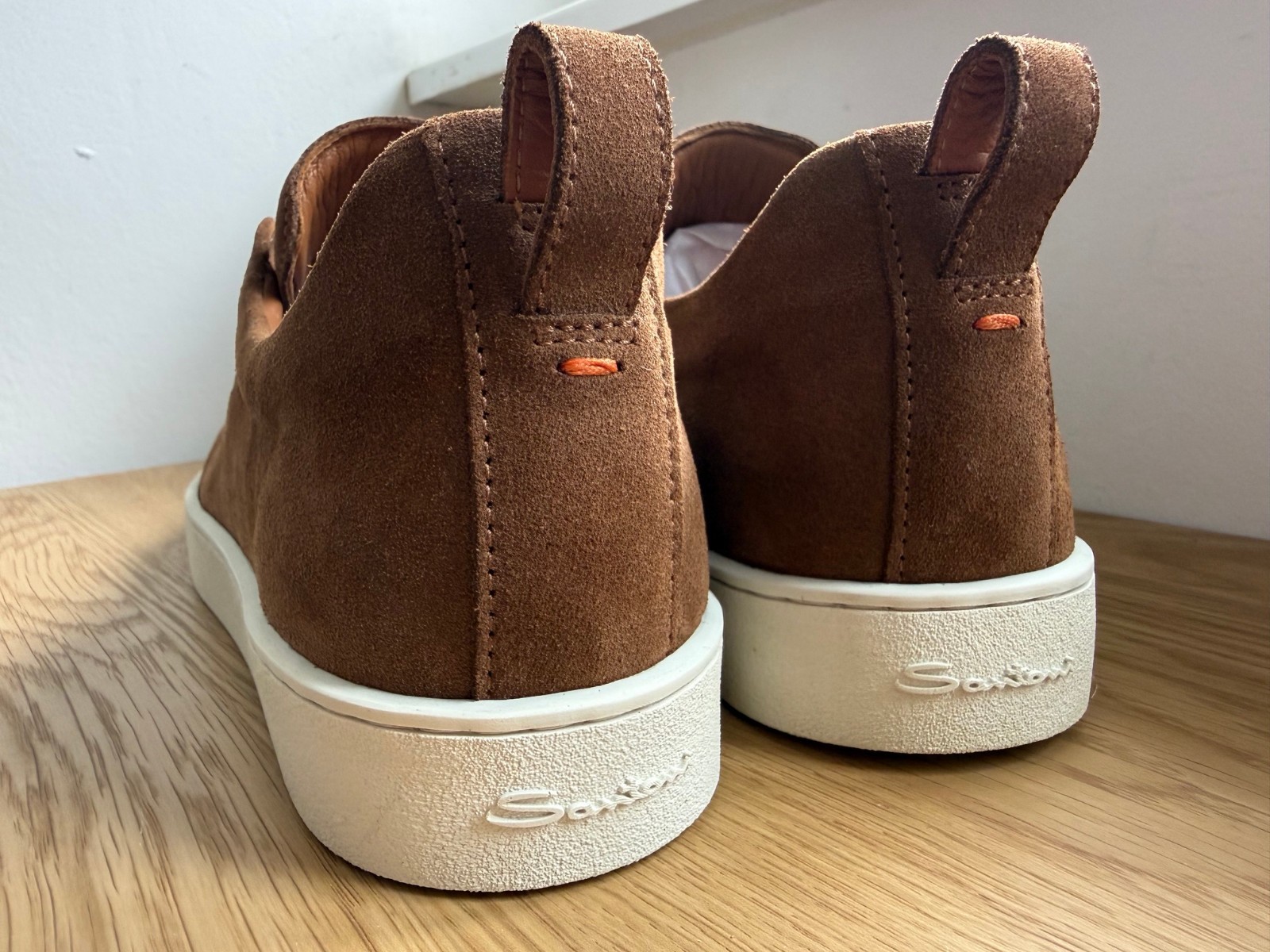 Santoni slip on brown suede sneakers/leather shoes/made in Italy / 43EU/10US/9UK