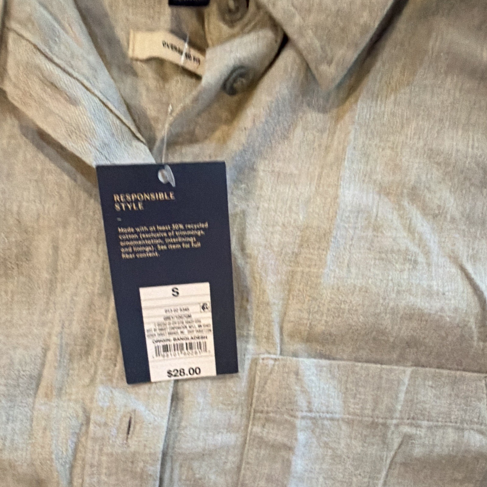 Universal Thread Men’s Beige Oversized Button-Up Shirt Cotton Pockets Long S