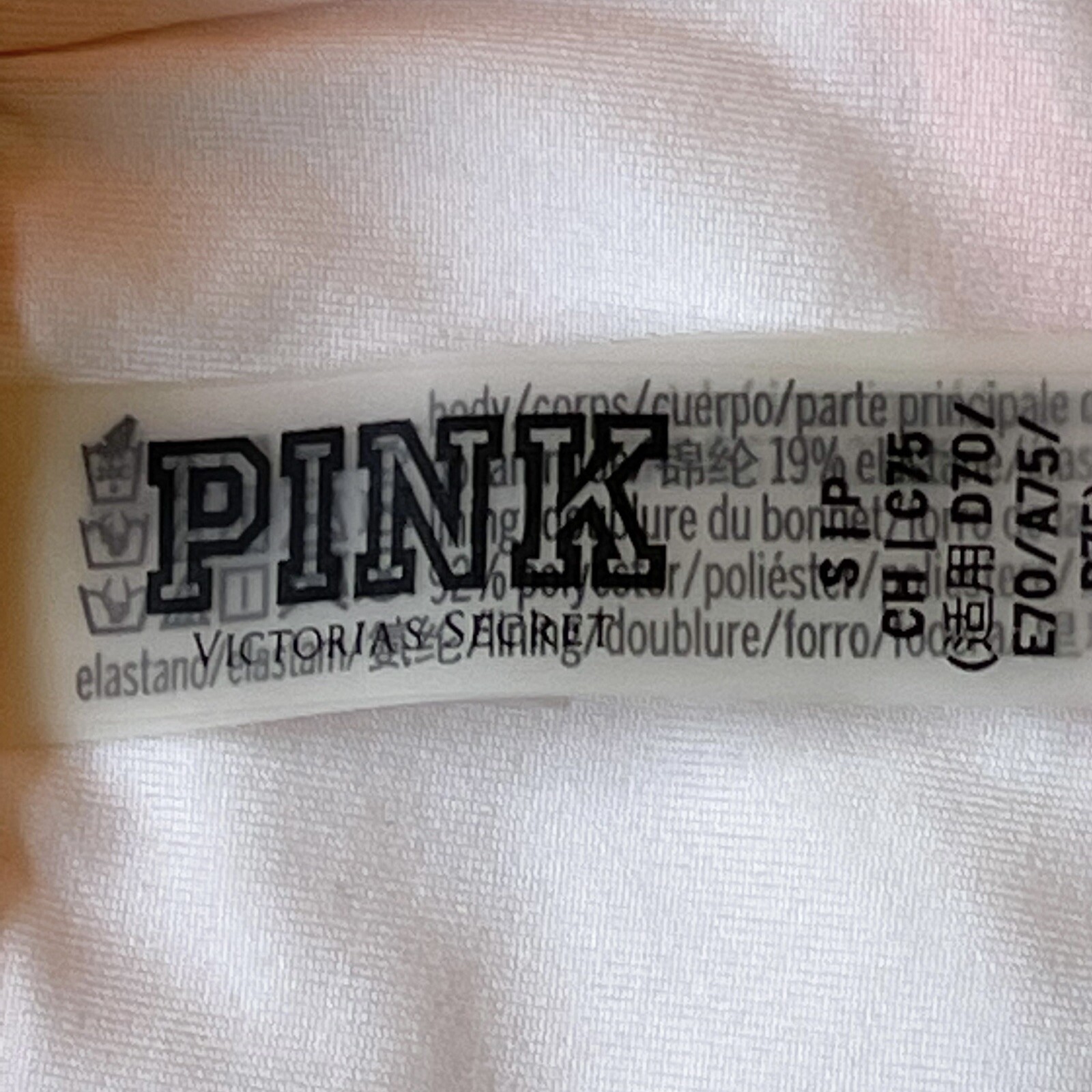 PINK Victoria Secret Swim Top Sz Small S C75 (34C) Peach Halter Strap Back Tie