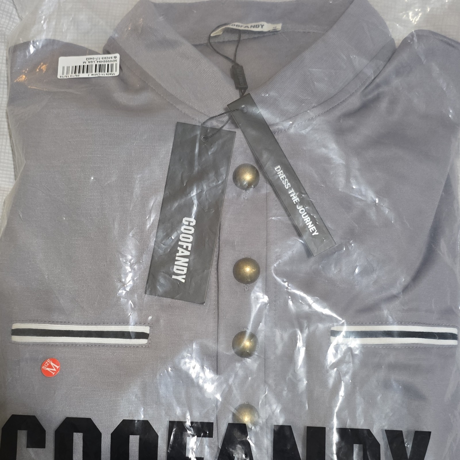 COOFANDY Men’s Gray Kurta Pajama Set, Satin Polyester, Long Sleeve, Size M
