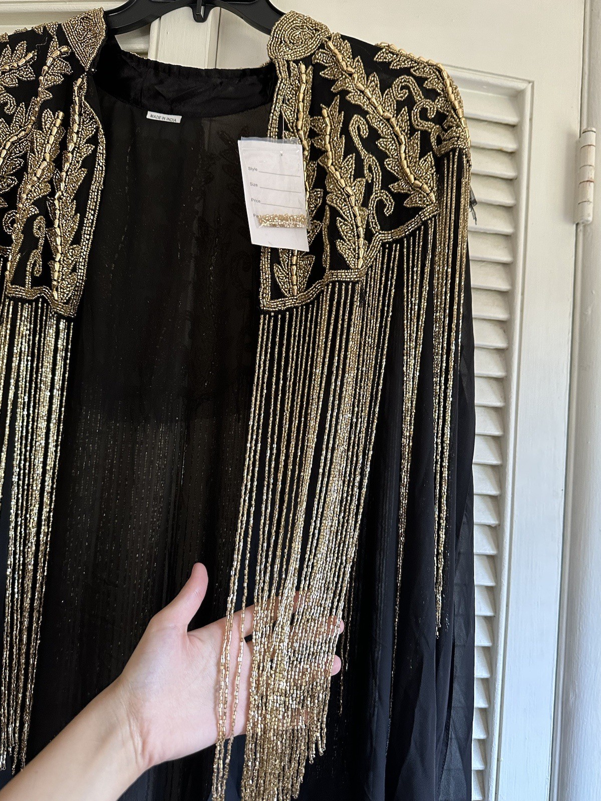 BRAND NEW Never Worn Dubai Modest Beaded Tasseled & Hanging Charms Black & Gold