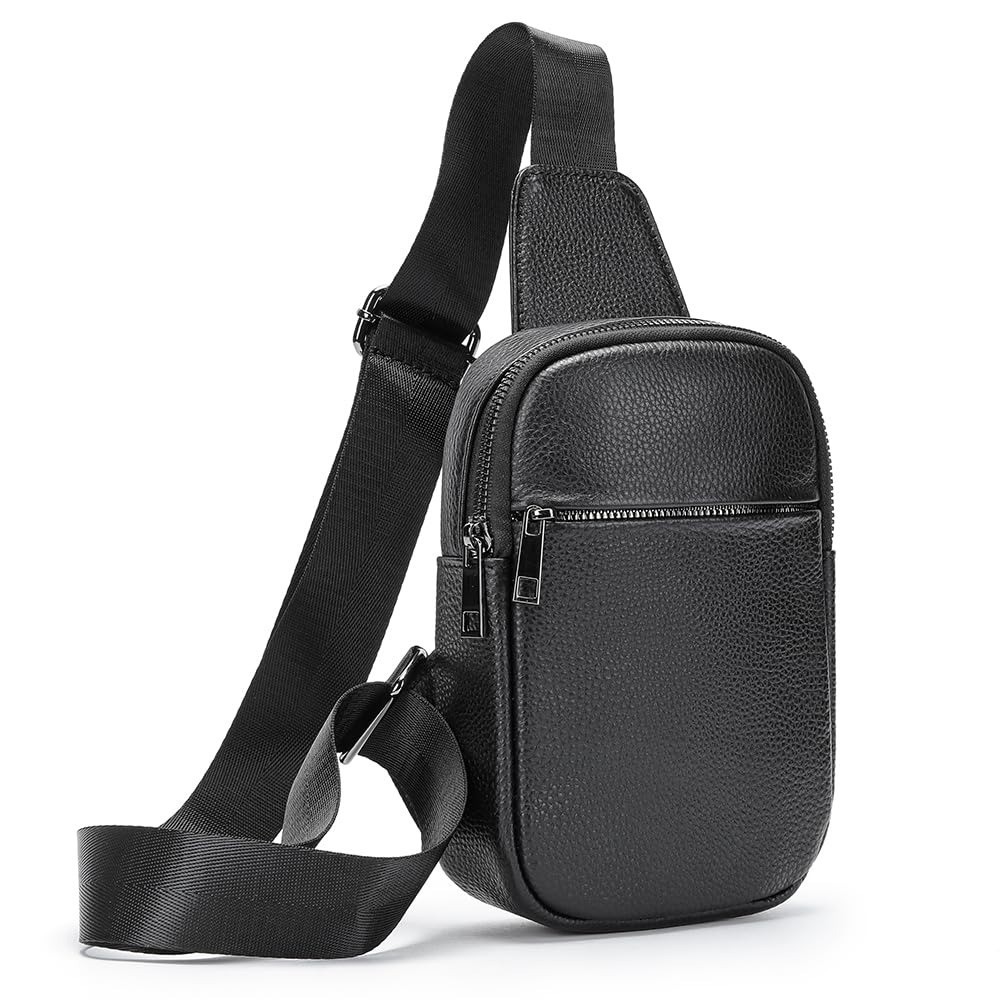 MASIWEI Genuine Leather Sling Bag for Men Crossbody Purse