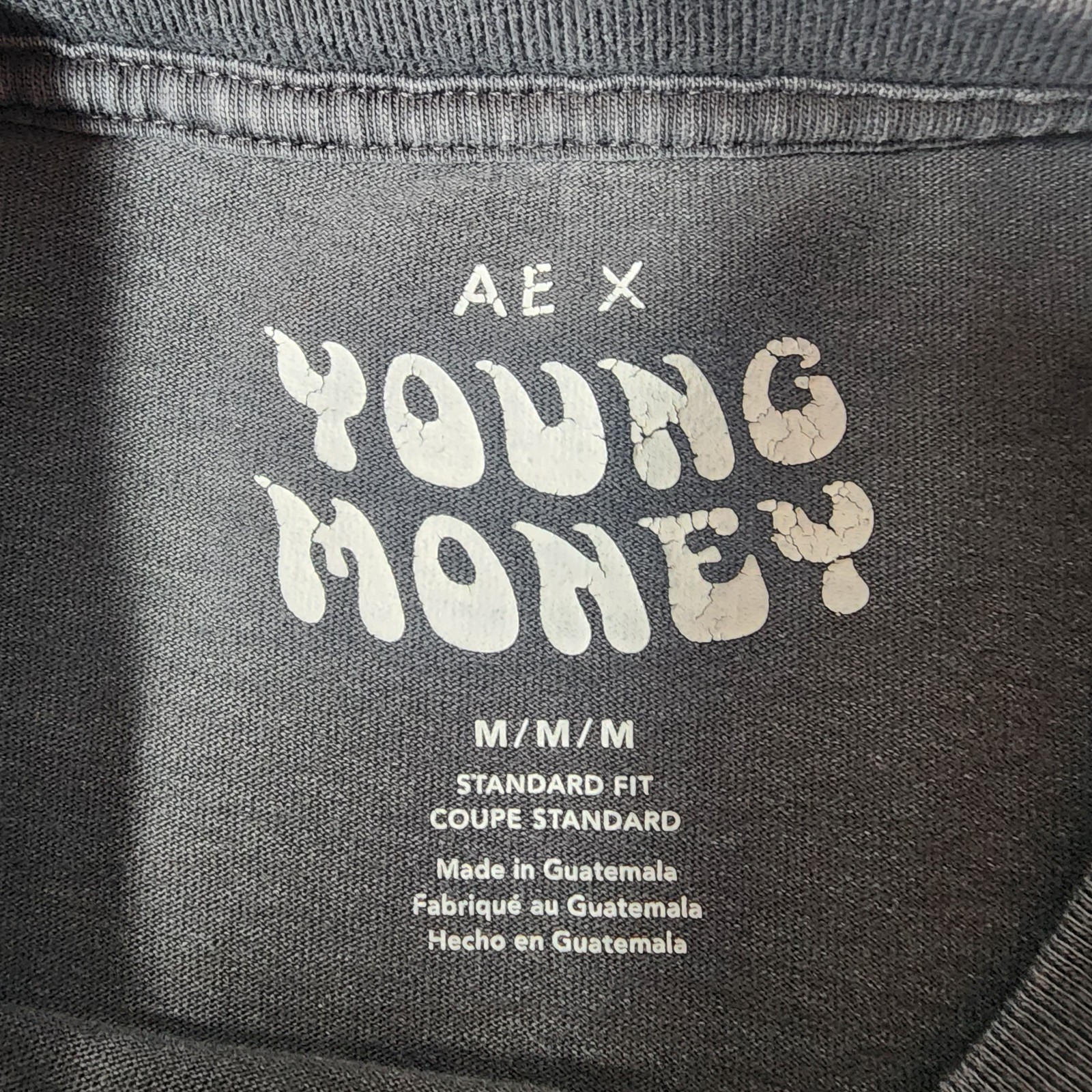 Young Money x American Eagle Long Sleeve T-Shirt Black Graphic Globe Rap Tee Men