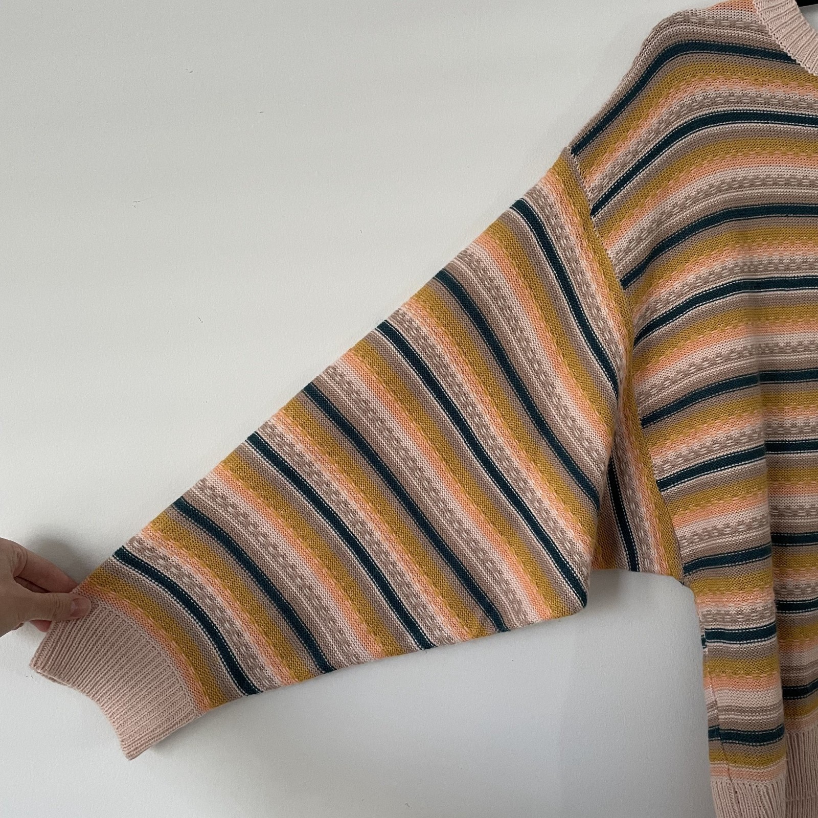 Easel Striped Oversized Slouchy Knit Sweater Size S Boho Casual Travel Lounge