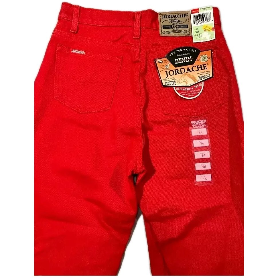 Jordache Women’s Jeans Red 26″ Waist!! Slim Fit Tapered Leg 5 Pocket Sz 16 NEW