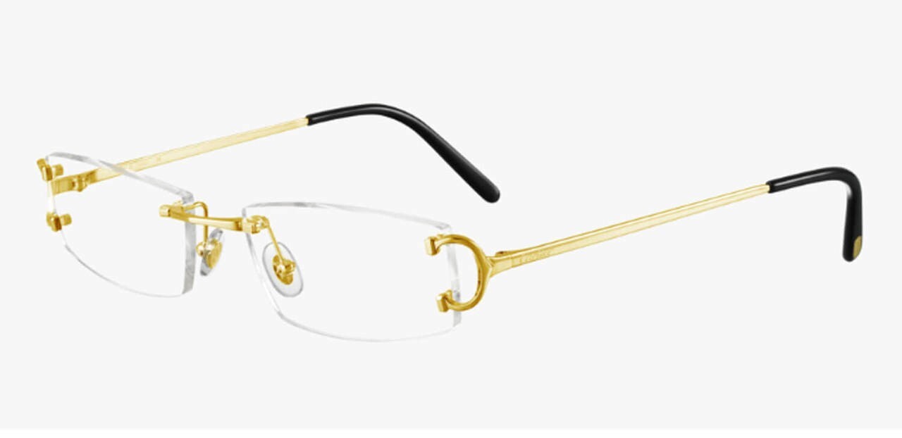 CARTIER Rectangular Rimless 53MM Gold Unisex Eyeglasses CT0092O 001