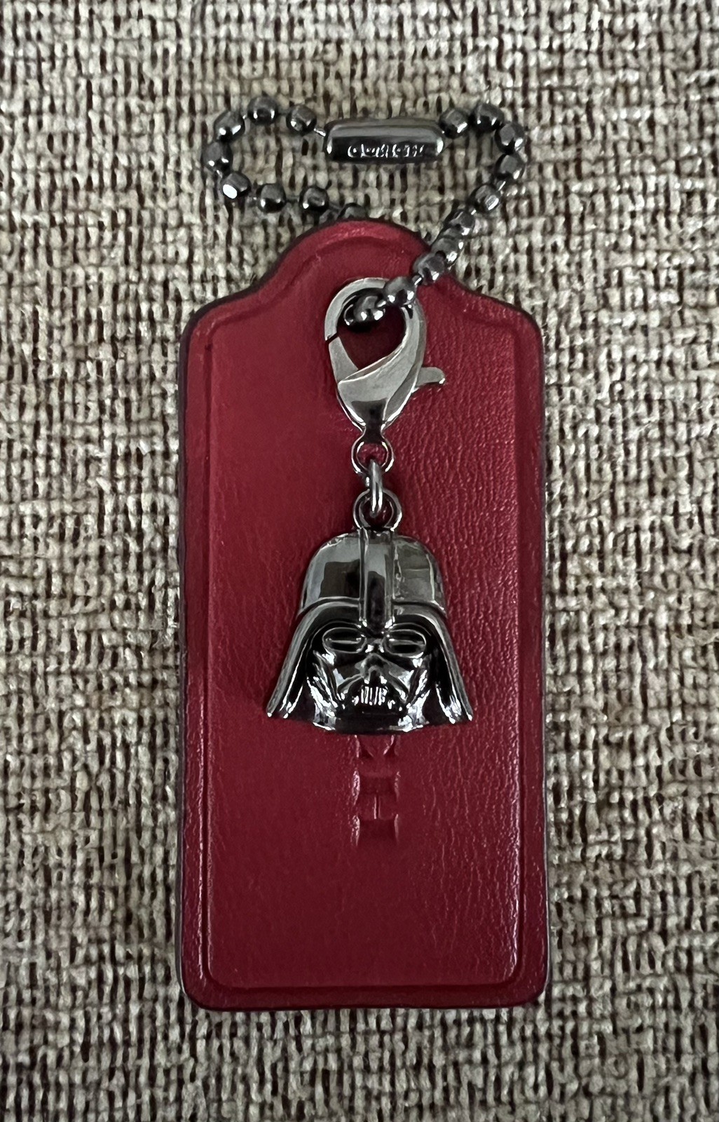 Genuine Coach 2.25” Red Leather HangTag with Star Wars Darth Vader Charm New