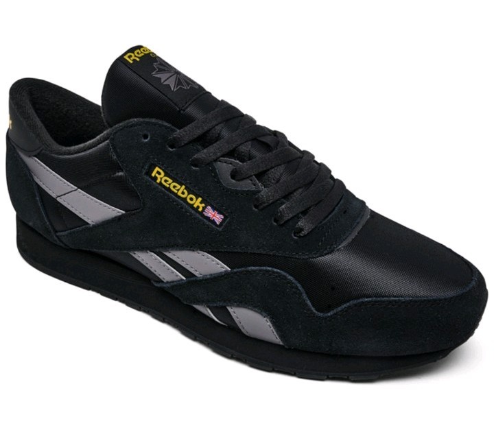Reebok Classic Nylon Black/Gray/Yellow Men Size 9 US Brand New