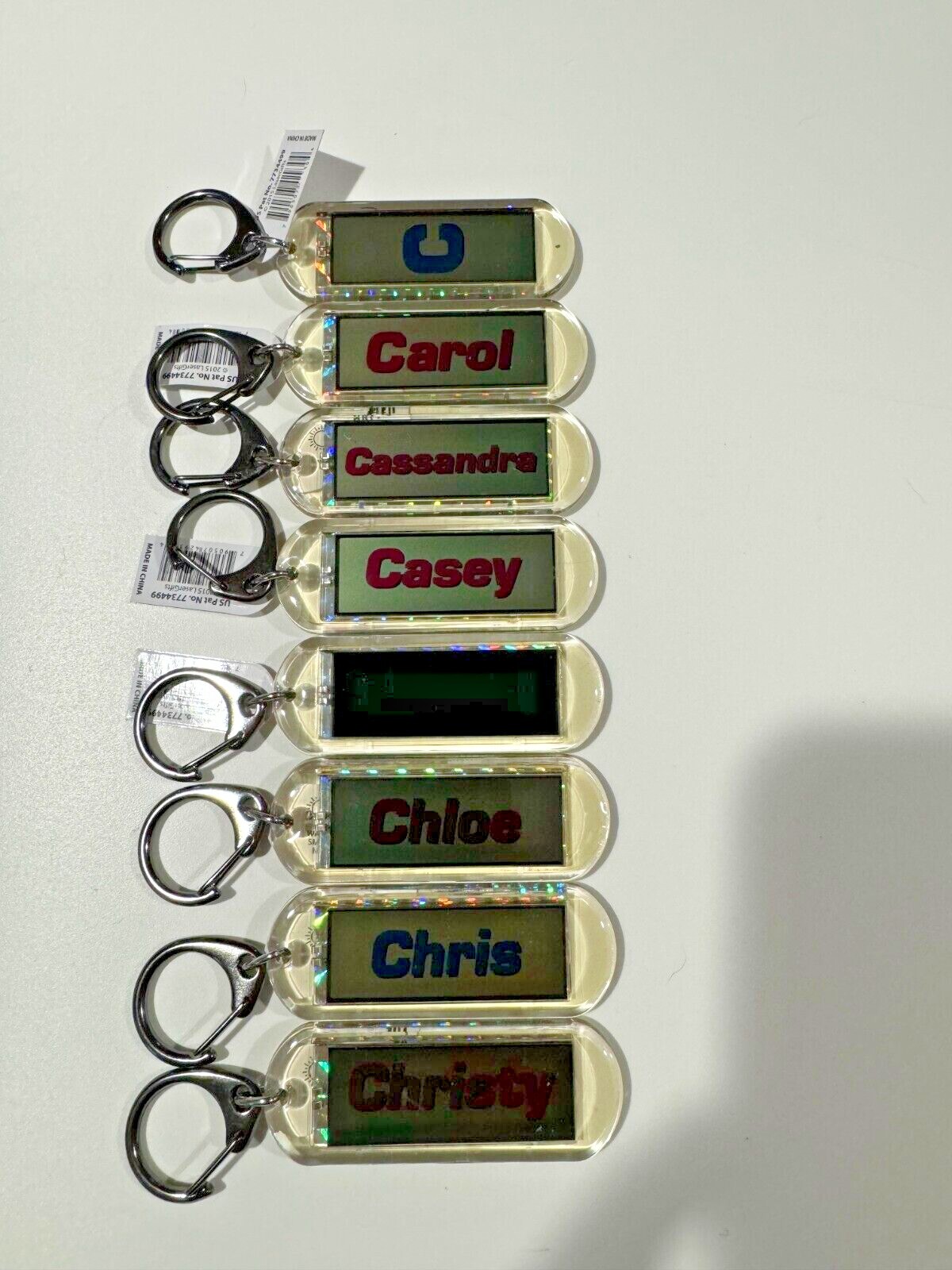 Acrylic Blinking Solar Powered Key Chain 4.25” Long w/Snap Ring, w/NAME