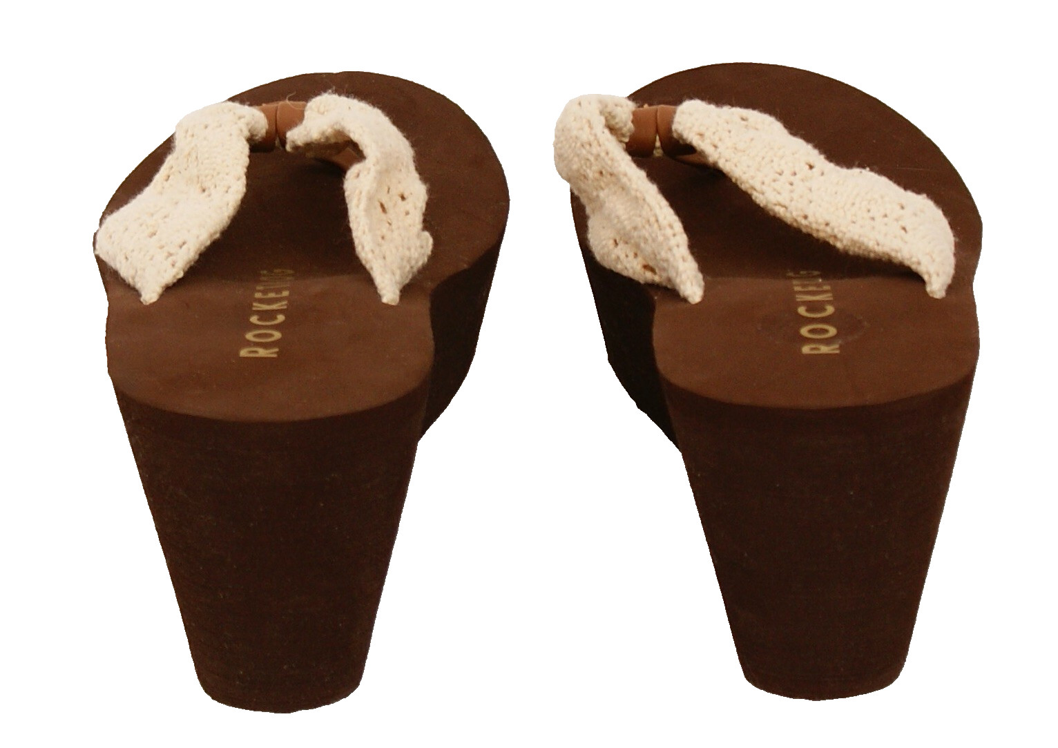 Rocket Dog Women’s 10 Beige Crochet Wedge Platform Flip Flop Thong Sandals