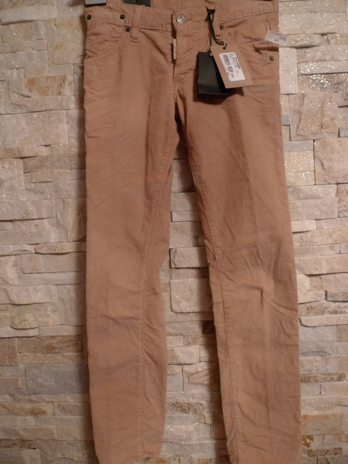 DSQUARED2 100%AUTHENTIC SEXY BEIGE CORDUROY LOW RISE JEANS ITALY SIZE 42 / US 28