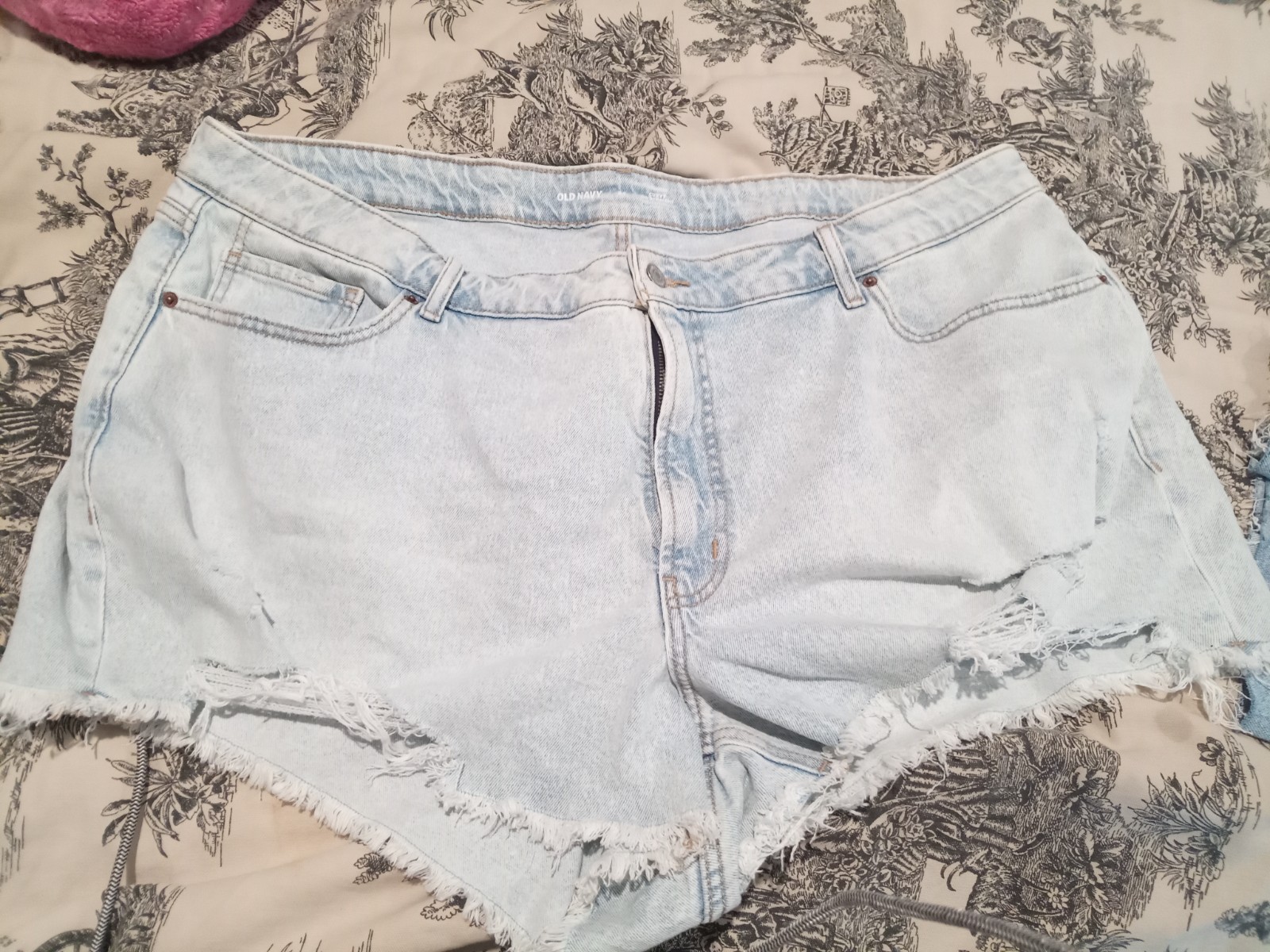 Old Navy Womens Plus Cut-Off High Rise Distressed Sky-Hi A-Line Shorts Blue 24