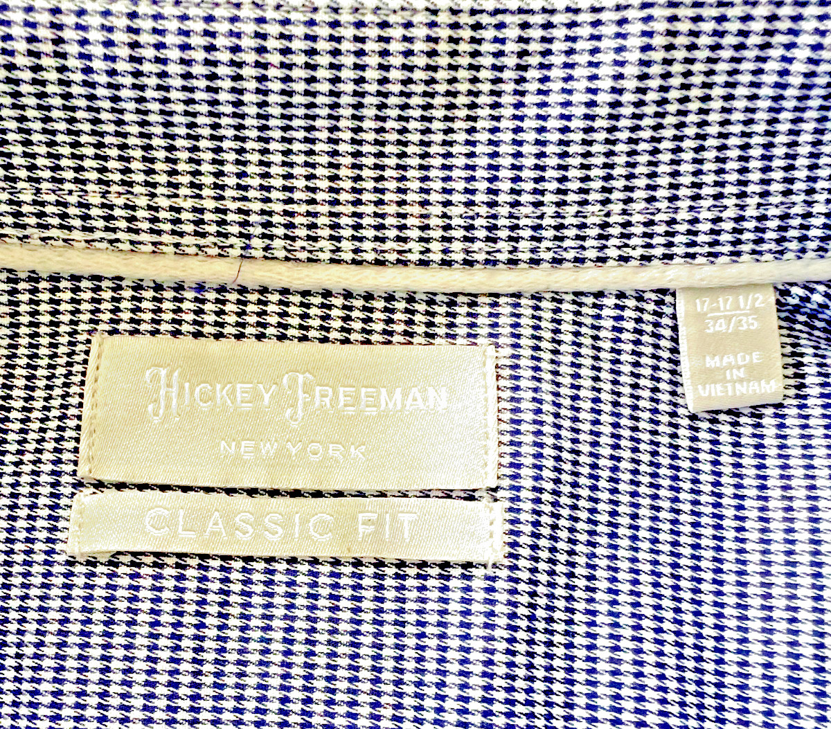Hickey Freeman New York Mens Classic Fit Dress Shirt Blue White 17-17 1/2, 34-35