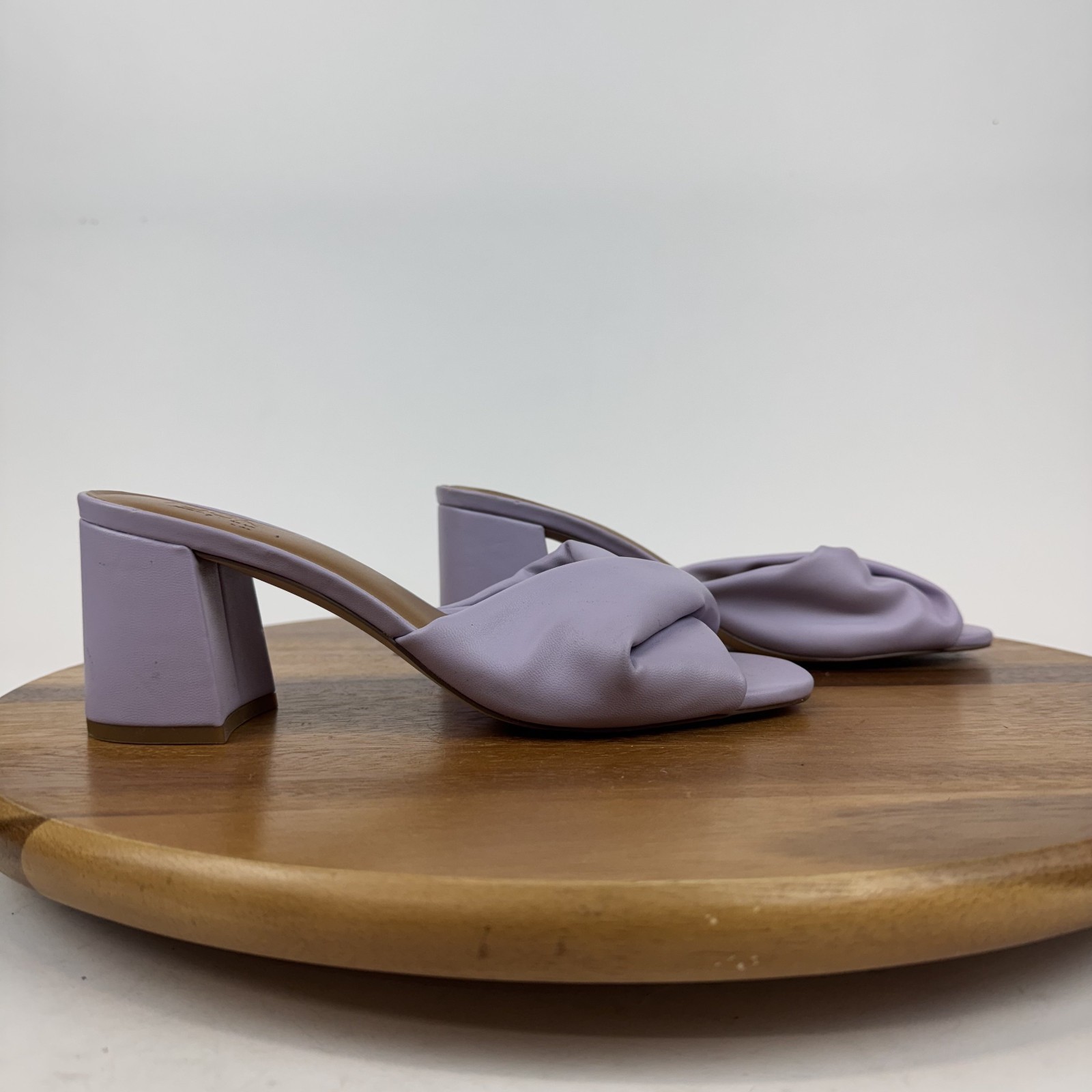 Womens Nordstrom Rack Loredo Lilac Faux Leather Heeled Slide Sandals Size 8 M