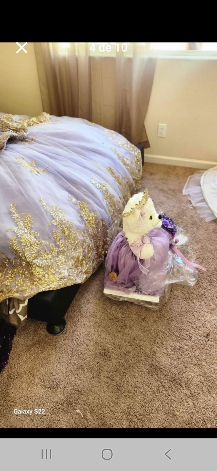 dress for 15 birthday gold with purpure size S
