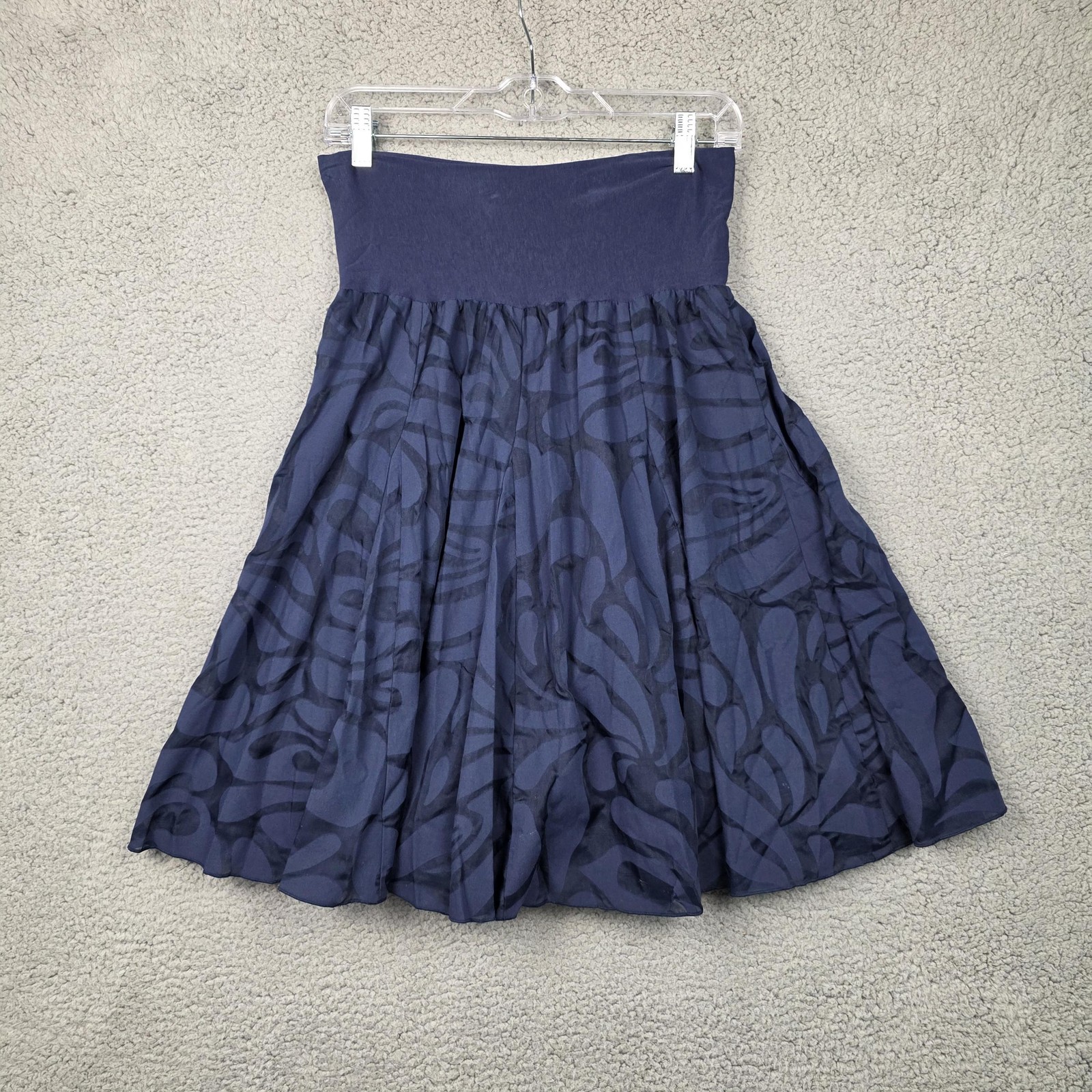 J.Crew Skirt Womens XS Navy Blue Layered Chiffon Flare Elastic Waist Knee Length