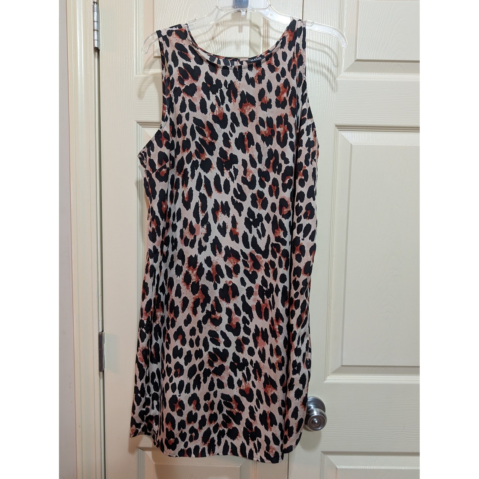 a.n.a Light Pink Leopard Print Sleeveless Shift Dress XL Animal Print Boho Y2K