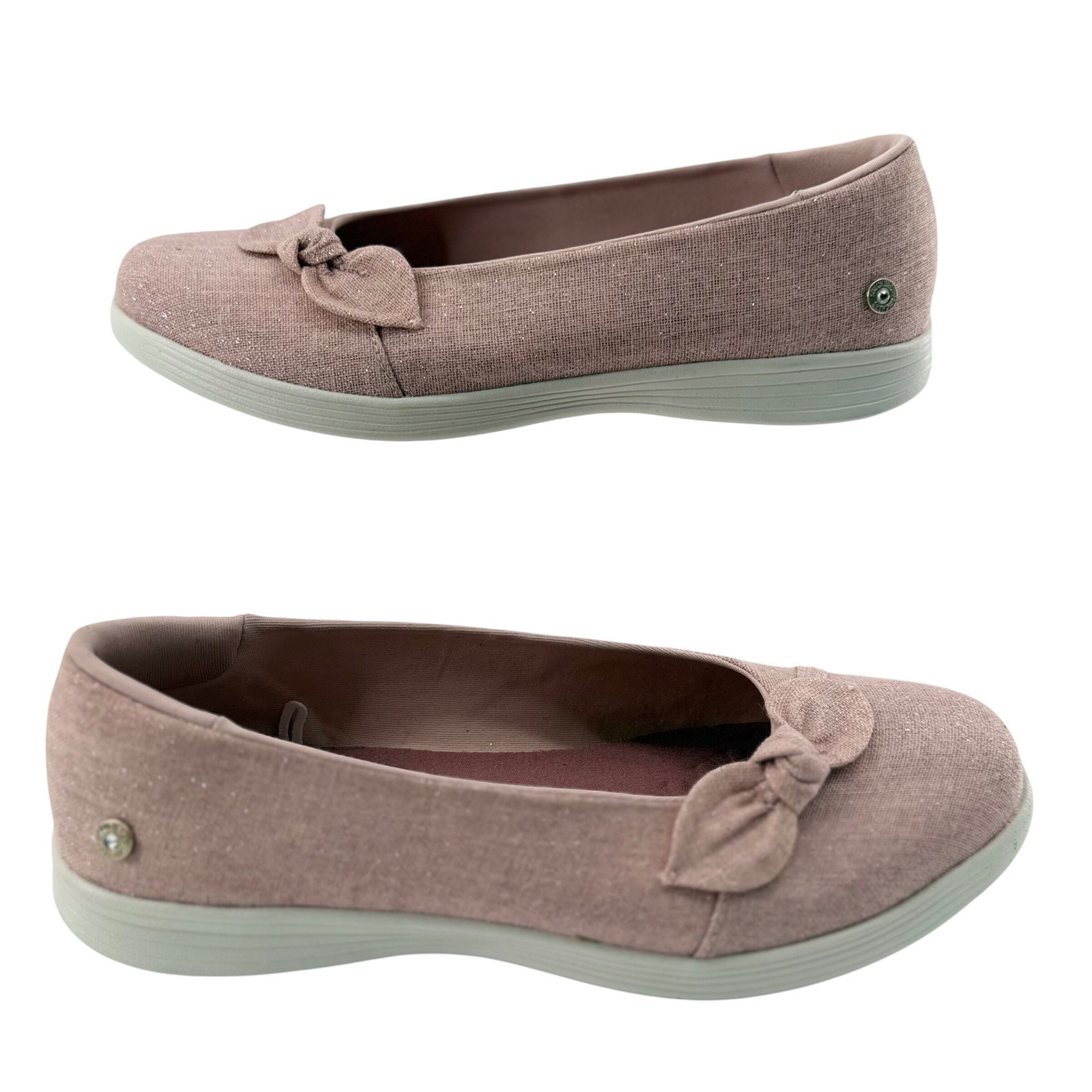Skechers 7 On The Go Dreamy Slip On Ballet Flats Upscale Afterglow Shimmer Bow
