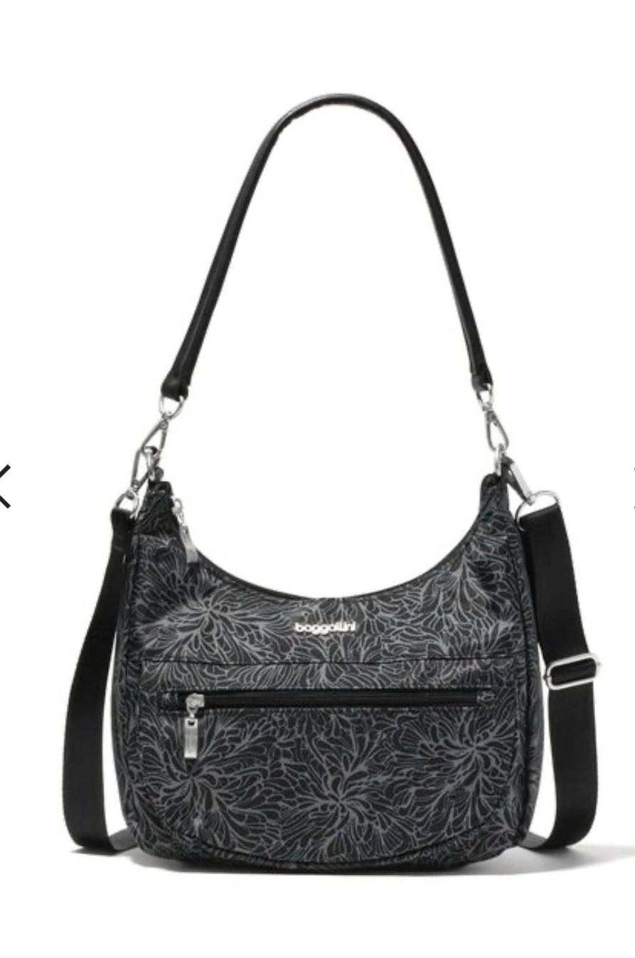 NWT Baggallini Modern pocket half moon crossbody in Midnight Blossom
