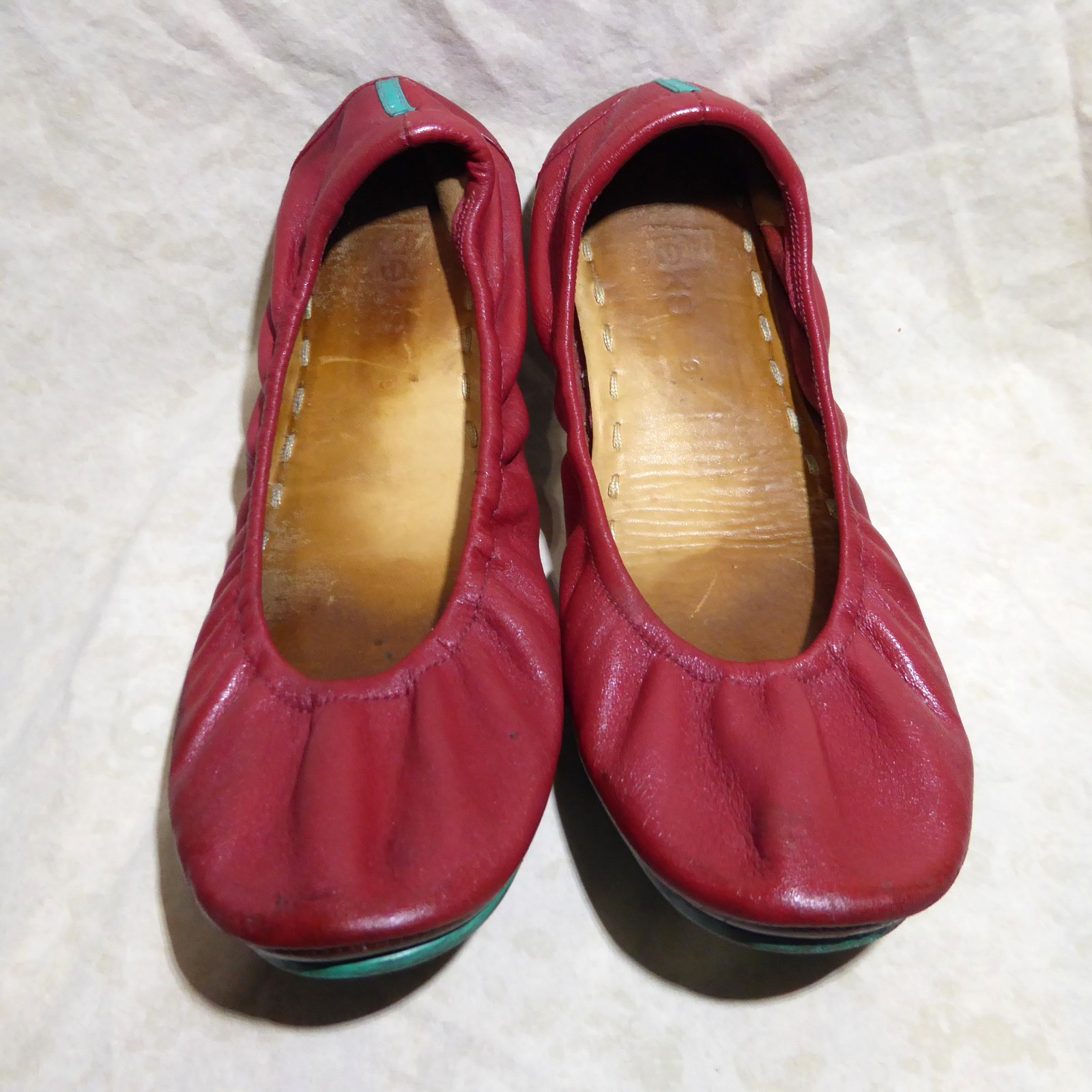 🩰 Tieks by Gavrieli Foldable Ballet Flats sz 9 Cardinal Red 100% Nappa Leather