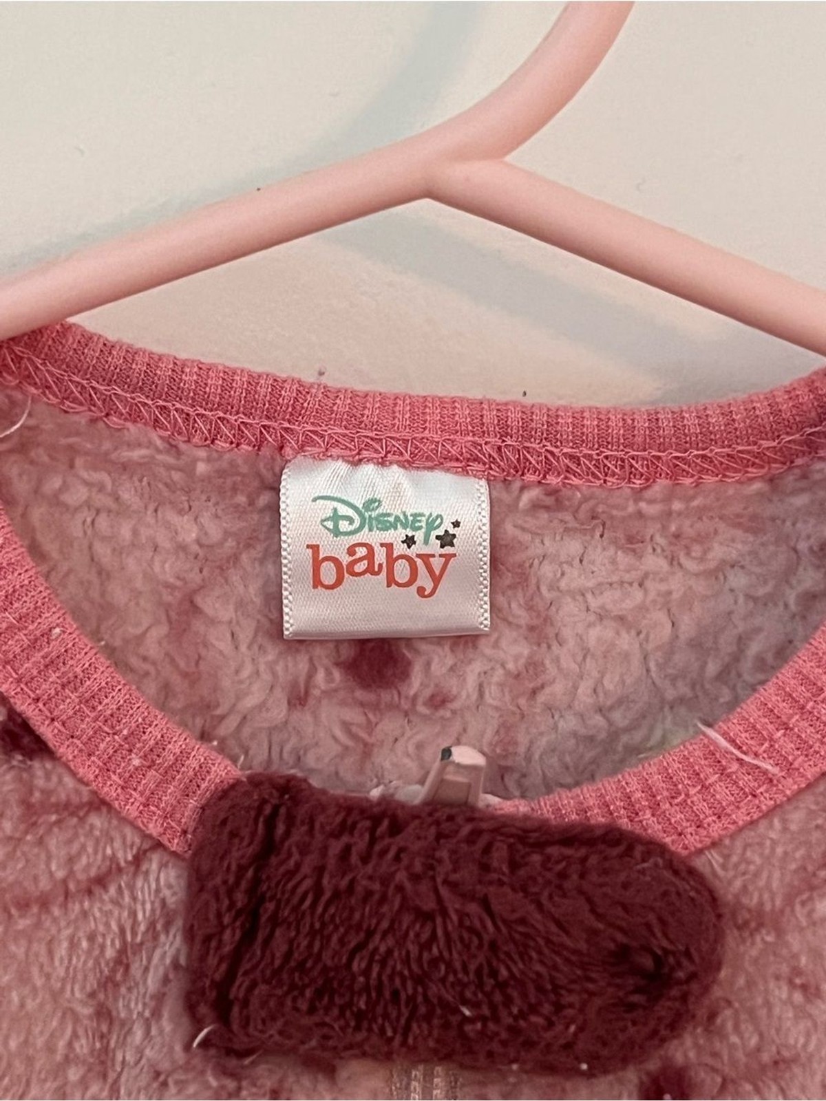 Disney Baby Teddy Bear Fleece Footed Sleeper Pink 6-9 Months Zip Up Pajamas