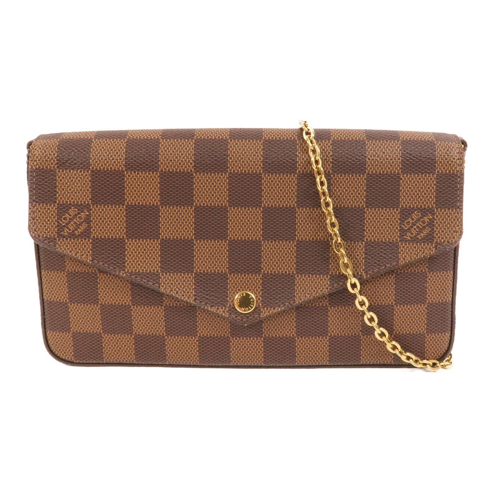 LOUIS VUITTON LV GHW Pochette Felicie Chain Shoulder Bag N40492 Damier Brown