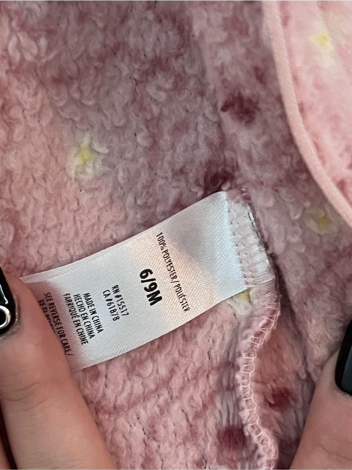 Disney Baby Teddy Bear Fleece Footed Sleeper Pink 6-9 Months Zip Up Pajamas