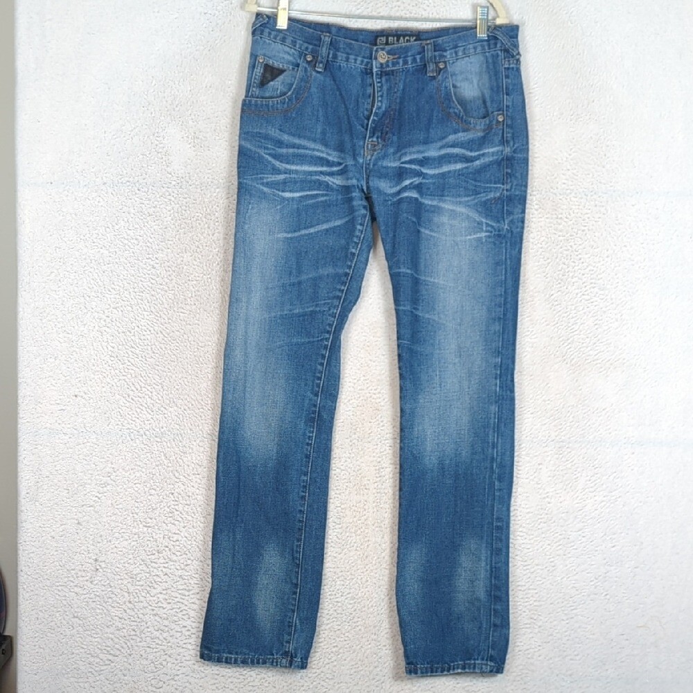Black Premium Men’s Low Rise Slim Straight Fit Denim Jeans 32×32