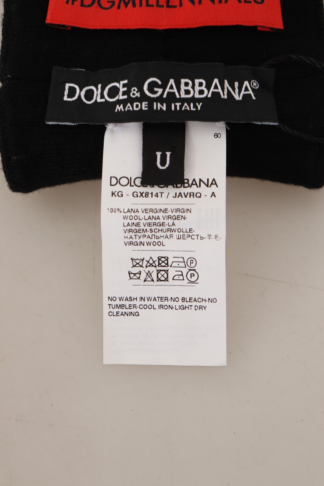 DOLCE & GABBANA Wristband Set White Black Wool Logo #DGMILLENNIALS 8cm x 9cm