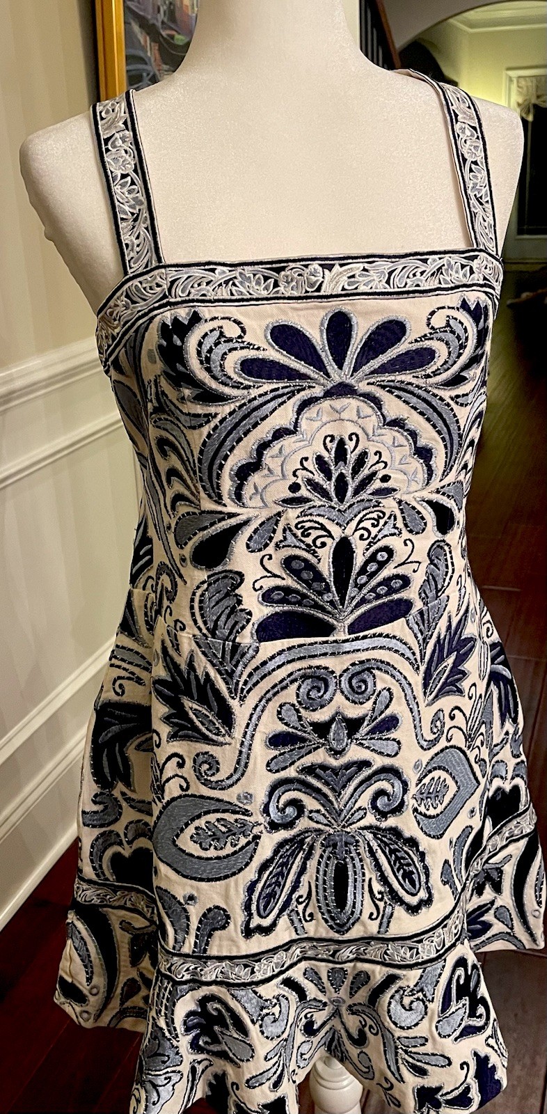 Alice + Olivia Kaiser Embroidered Canvas Mini Dress NWT $695.00 Sz 14