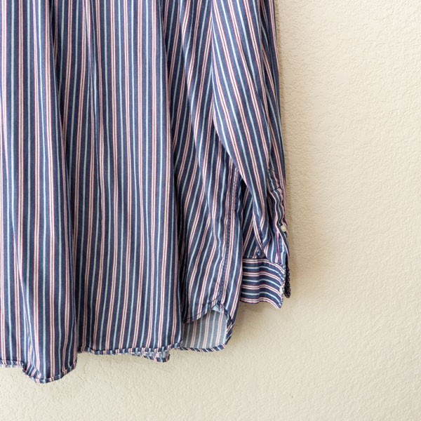 Chaps Button Down Shirt XL Red White Blue Stripe Cotton Preppy Classic Long Slee