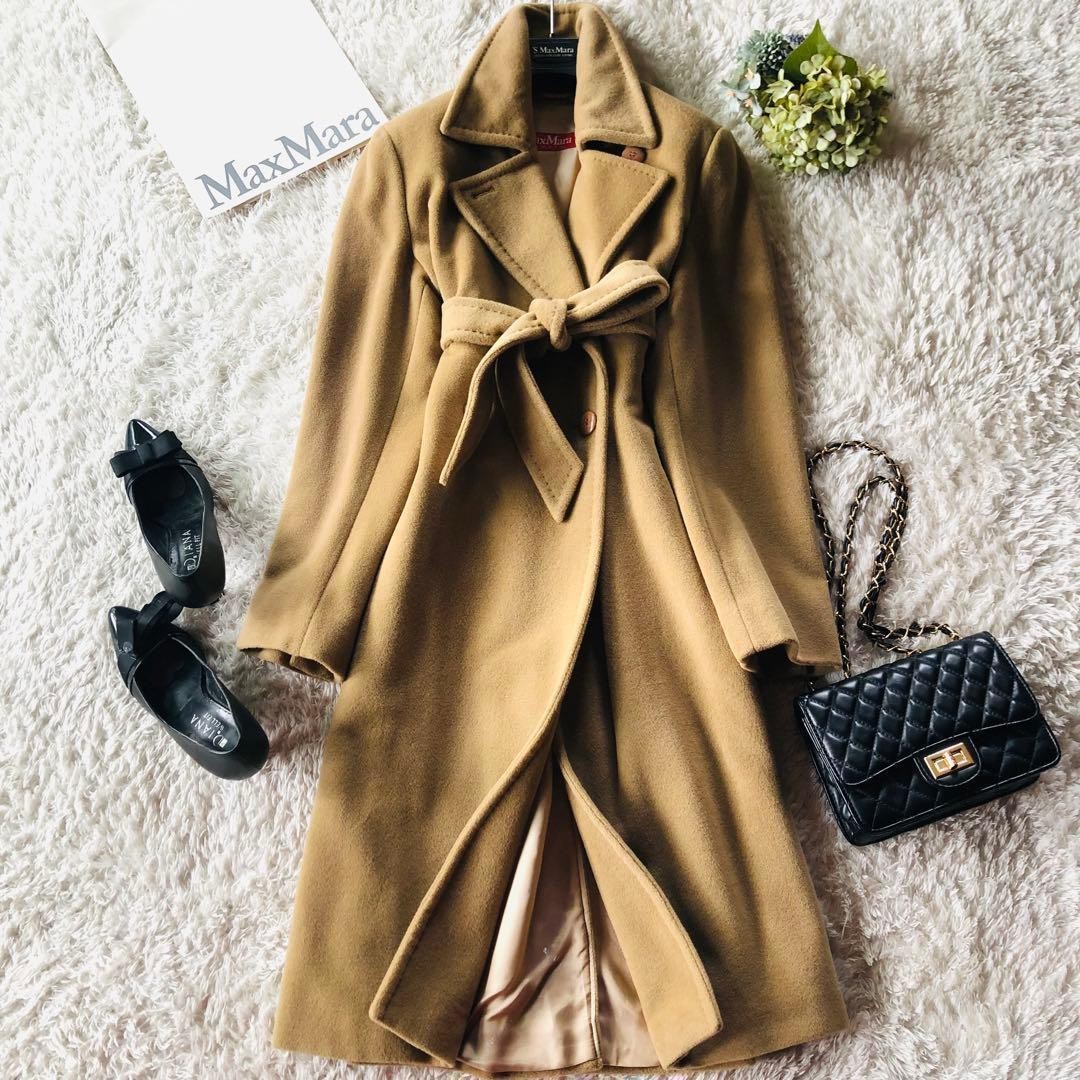 Max Mara belted coat, women’s, wool, camel color, size L