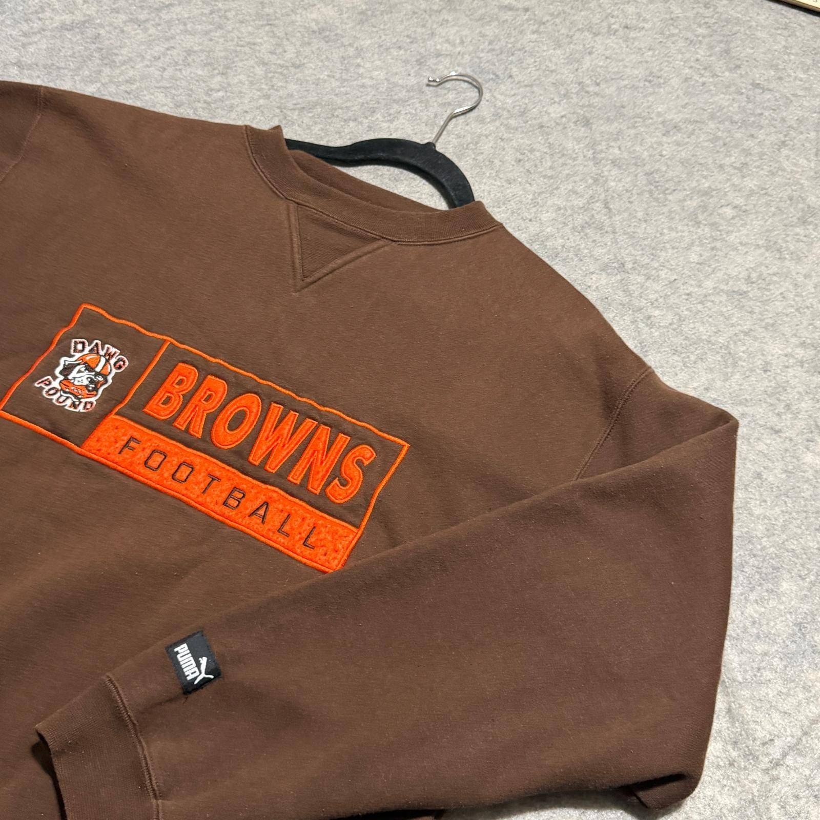 Puma Cleveland Browns Dawg Pound Football Sweatshirt Brown Mens Medium P8028