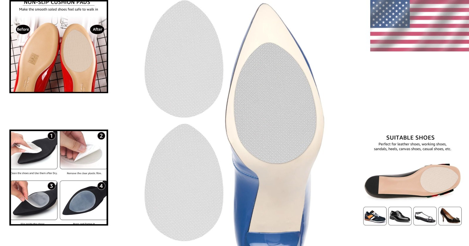 Stylish Non-Slip Shoe Sole Protectors for High Heels – 2-Piece Adhesive Set