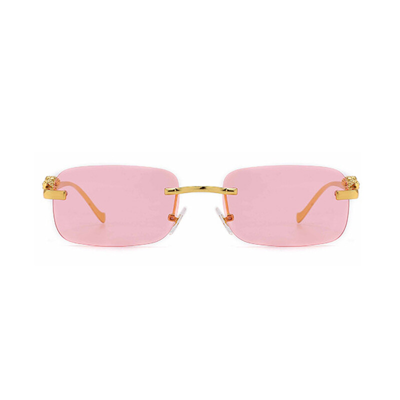 Rimless Rectangle Sunglasses Classic Frameless Eyewear Retro Candy Color Glasses
