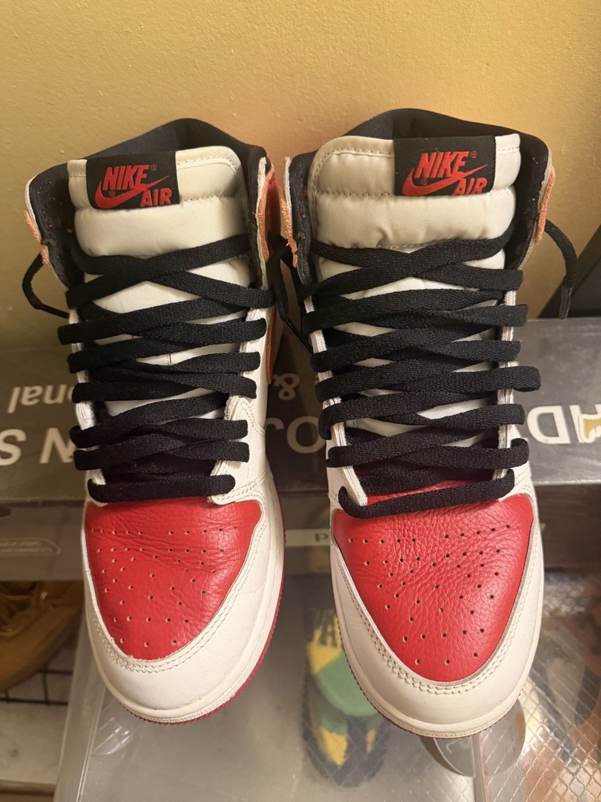 Nike Air Jordan 1 Men’s High Top Red White Black Colorblock Leather Sneakers
