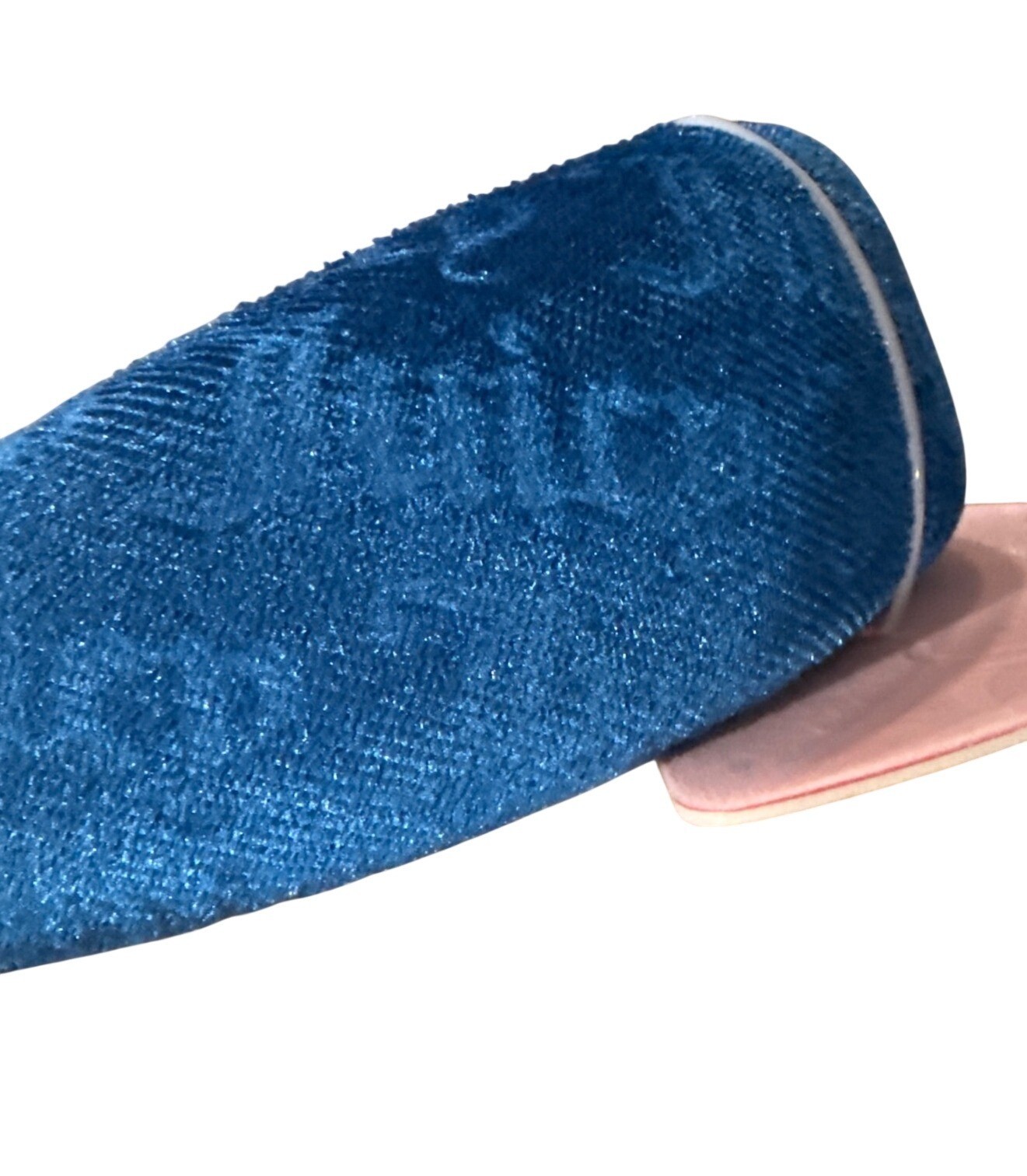 Juicy Couture Blue Velour Embossed Headband Logo Pink Tag Soft+Velvety+Spa-Type