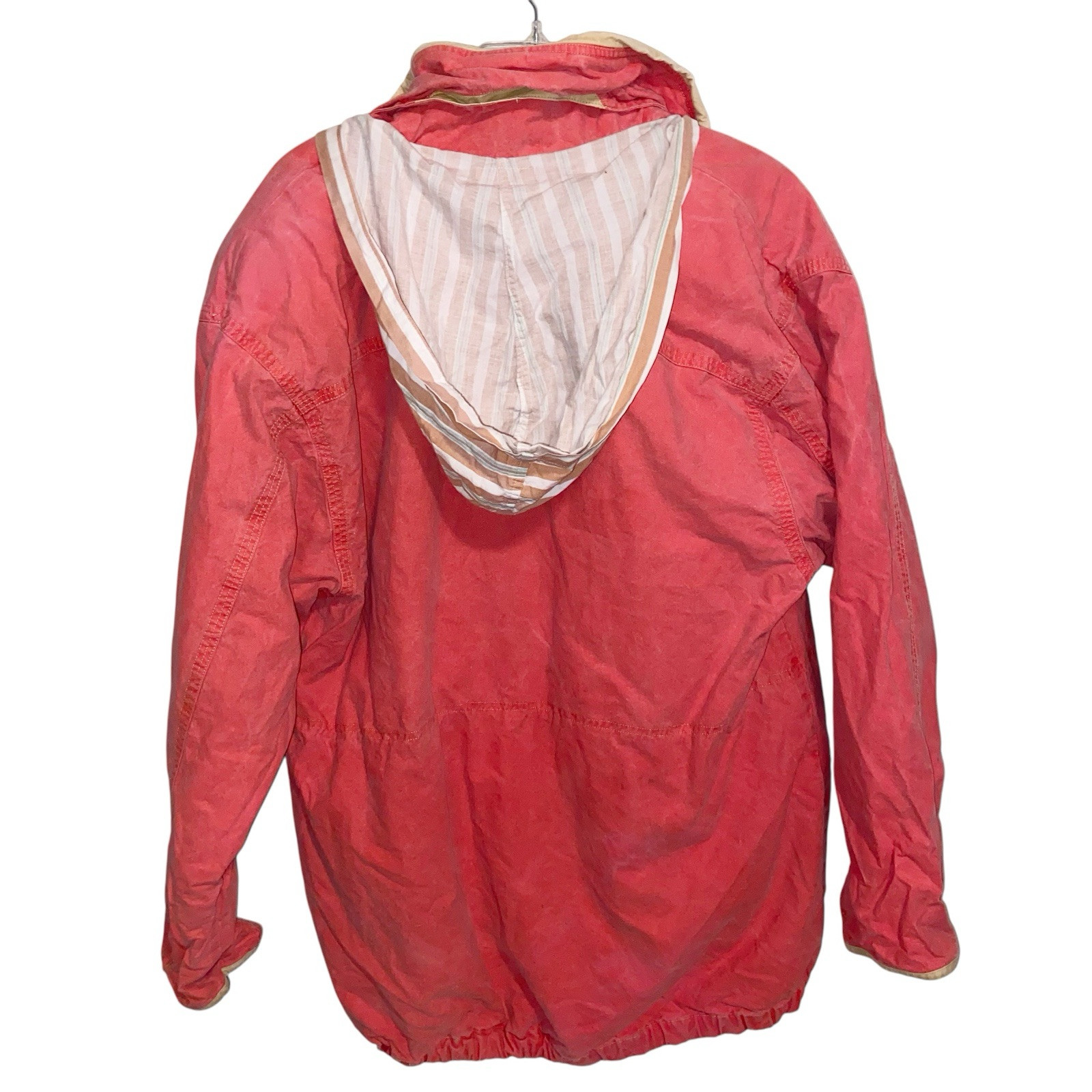 J McLaughlin Jacket Womens Medium Hood Sailing Preppy Outdoor Nautical Vtg Flaw