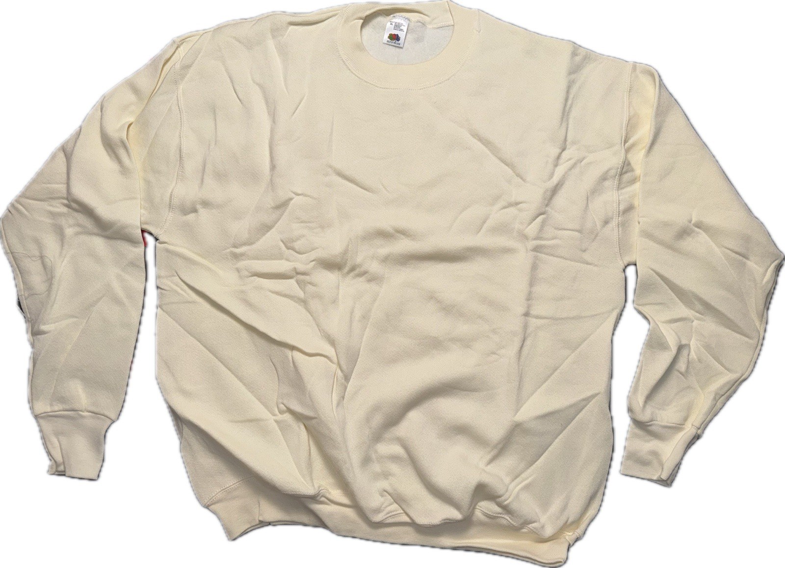 Vintage NOS 90’s Large Ivory Fruit Of the Loom Blank Set In Sleeve Sweatshirt