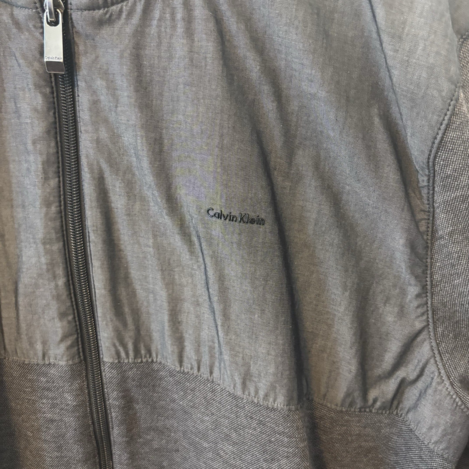 Men’s Gray Calvin Klein Full Zip 100% Cotton Jacket L
