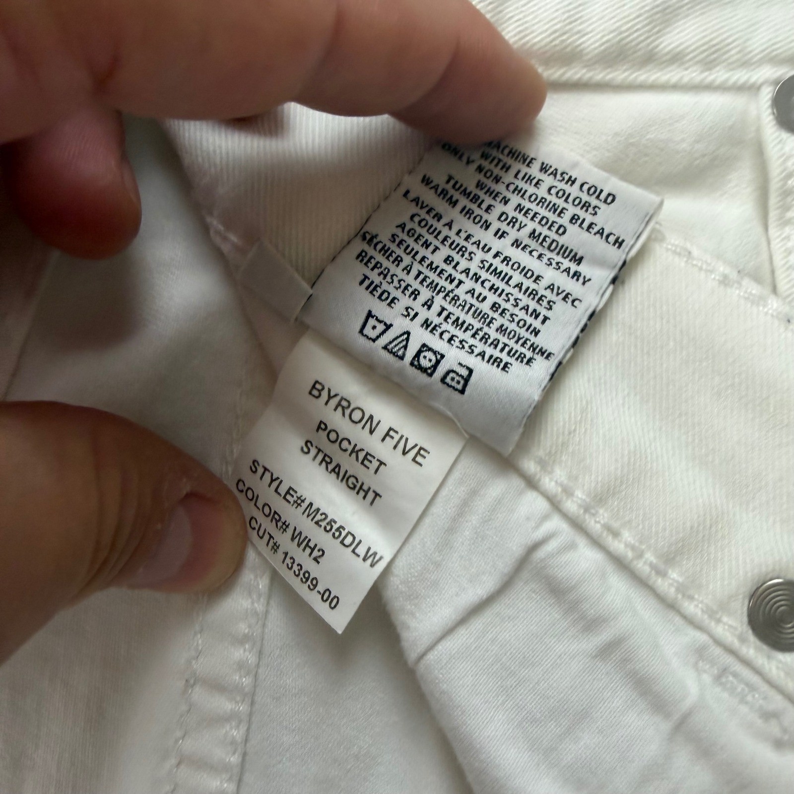 Hudson Byron Five Pocket Straight Jeans Mens 34 White Button Fly M255DLW