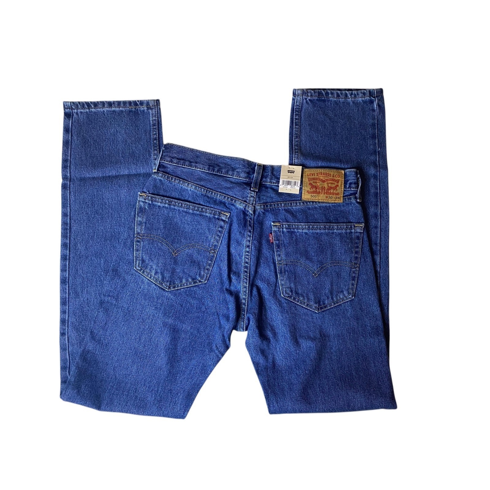 Levi’s 505 Regular Fit Blue Denim Jeans Men’s Size 30×34 Straight Leg Cotton
