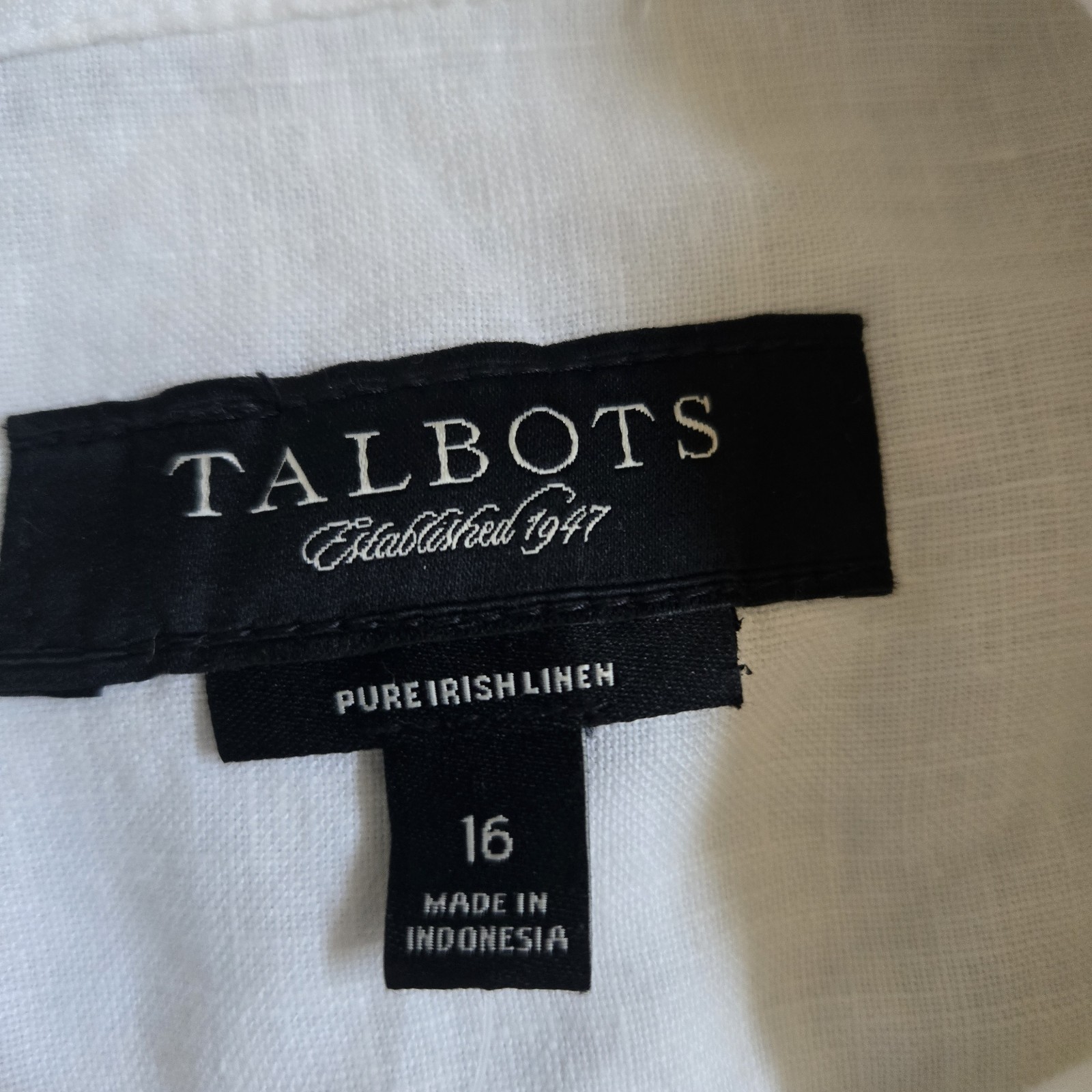 NWT Talbots 100% Pure Irish Linen Trench Jacket White Belted Safari Utility 16